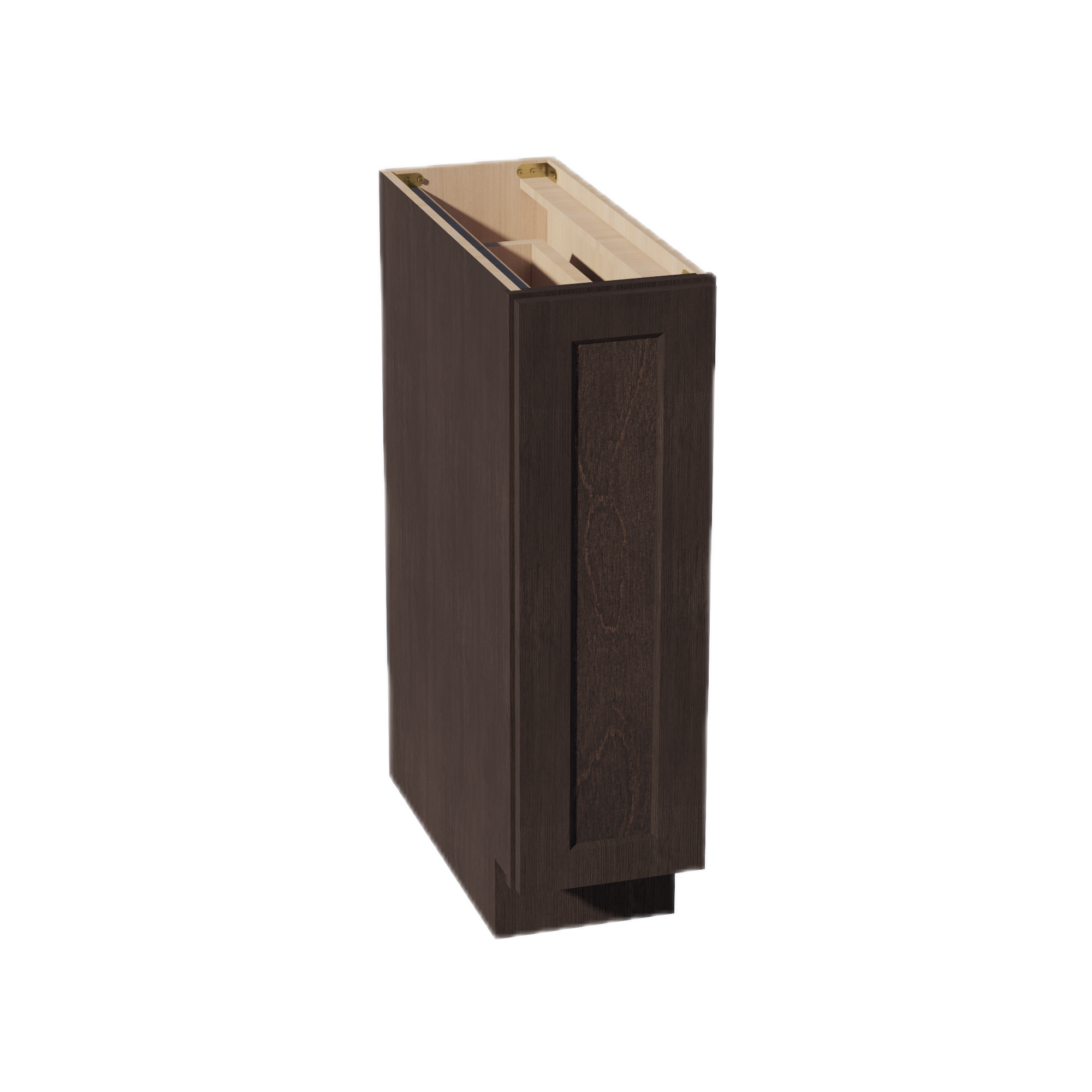 SM-BF09-PO: Mocha Brown Slim Shaker 09" Full Door Pull Out Spice Rack Base Cabinets