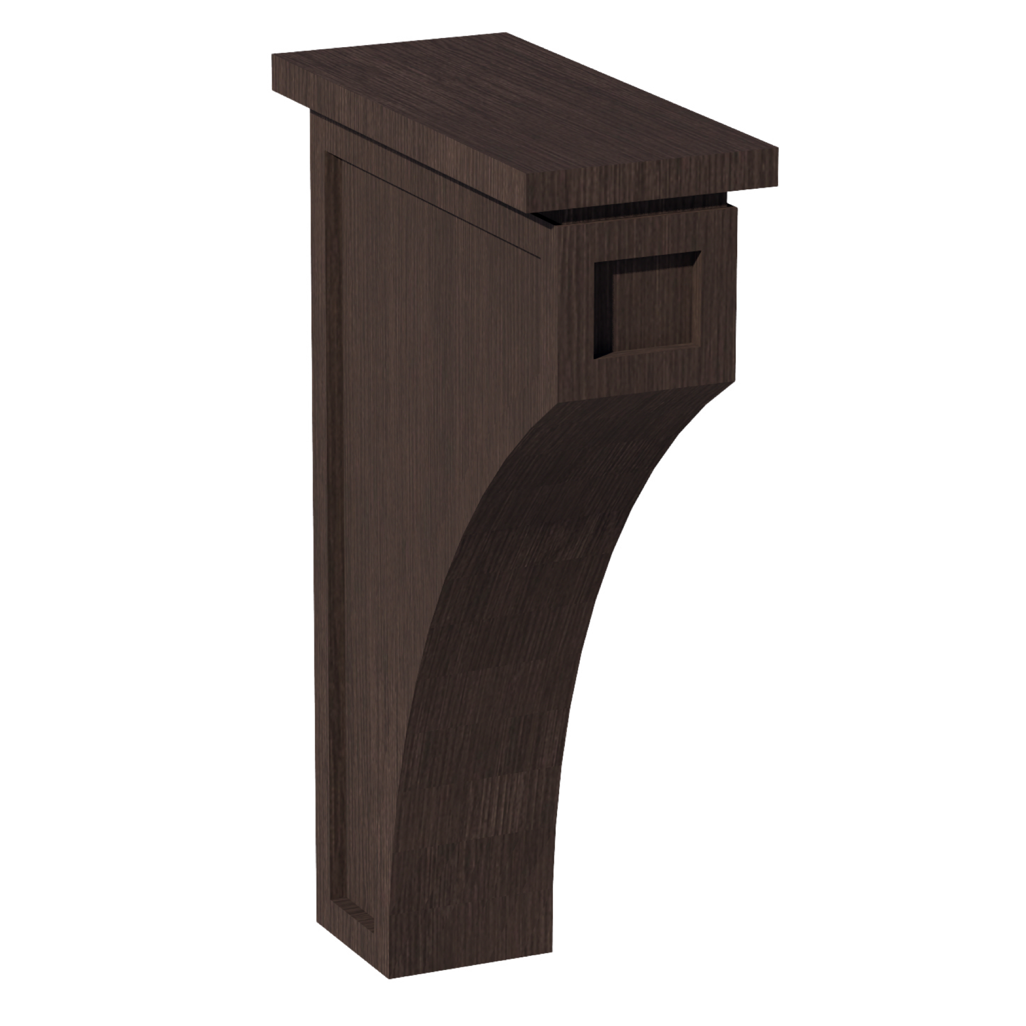 SM-CMCB: Mocha Brown Slim Shaker 3-1/2"W x 12-1/4"H x 08"D Extra Large Corbel