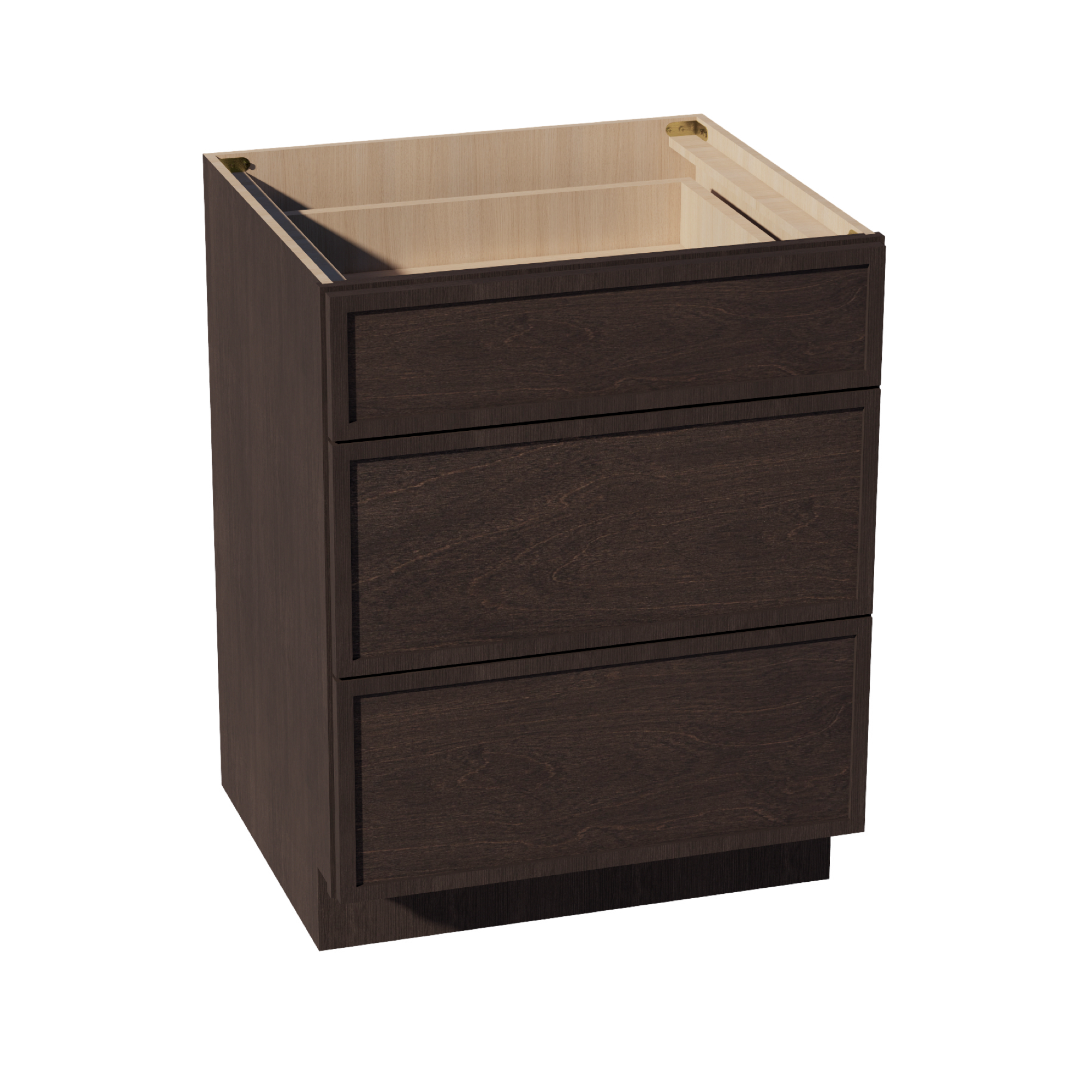 SM-DB27: Mocha Brown Slim Shaker 27" 3 Drawers Base Cabinet