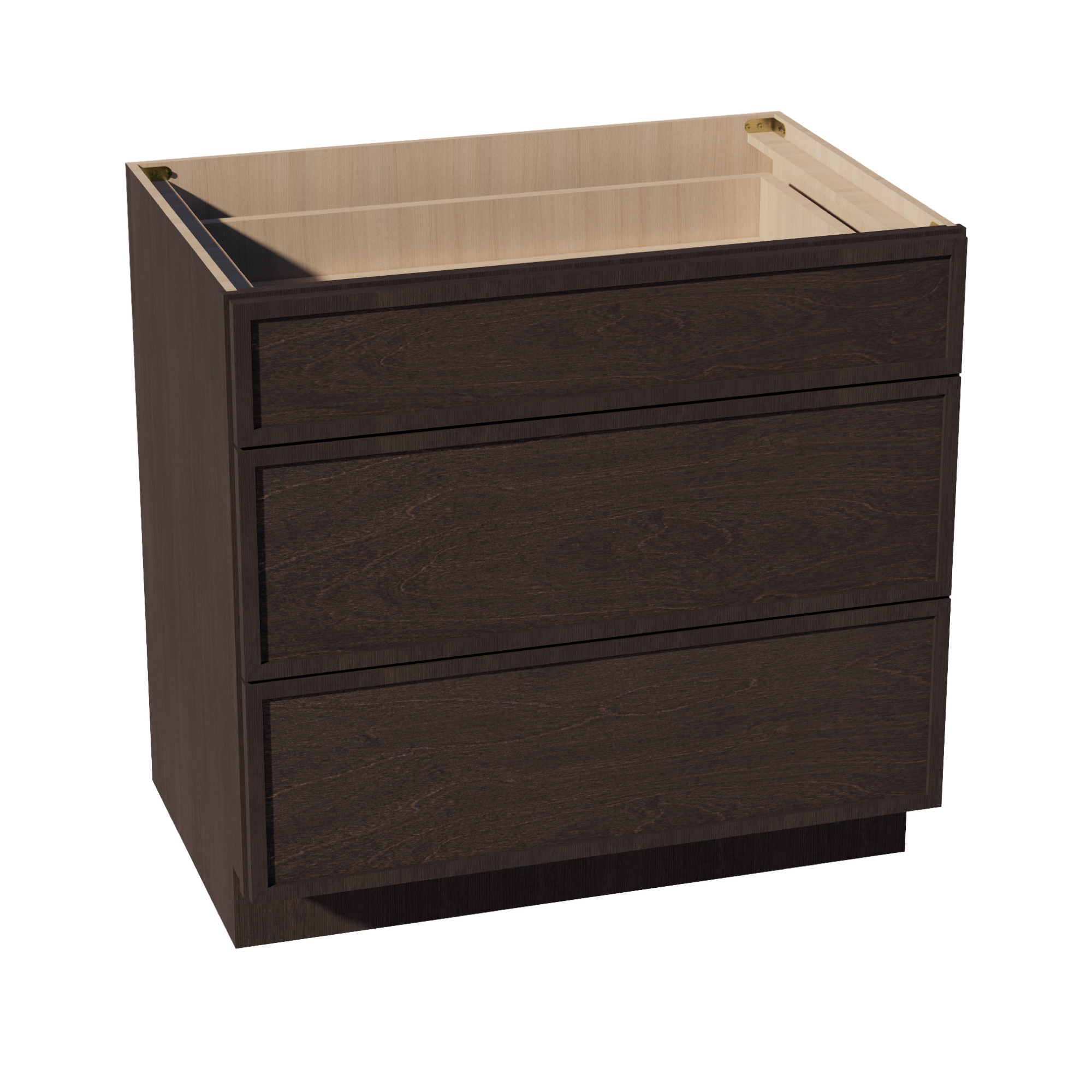 SM-DB36: Mocha Brown Slim Shaker 36" 3 Drawers Base Cabinet