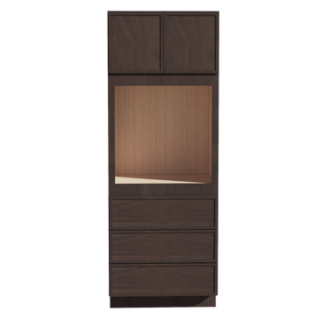 SM-OC3390: Mocha Brown Slim Shaker 33"W x 90"H x 24"D 2 Doors & 3 Drawers Tall Oven Shelf Cabinets