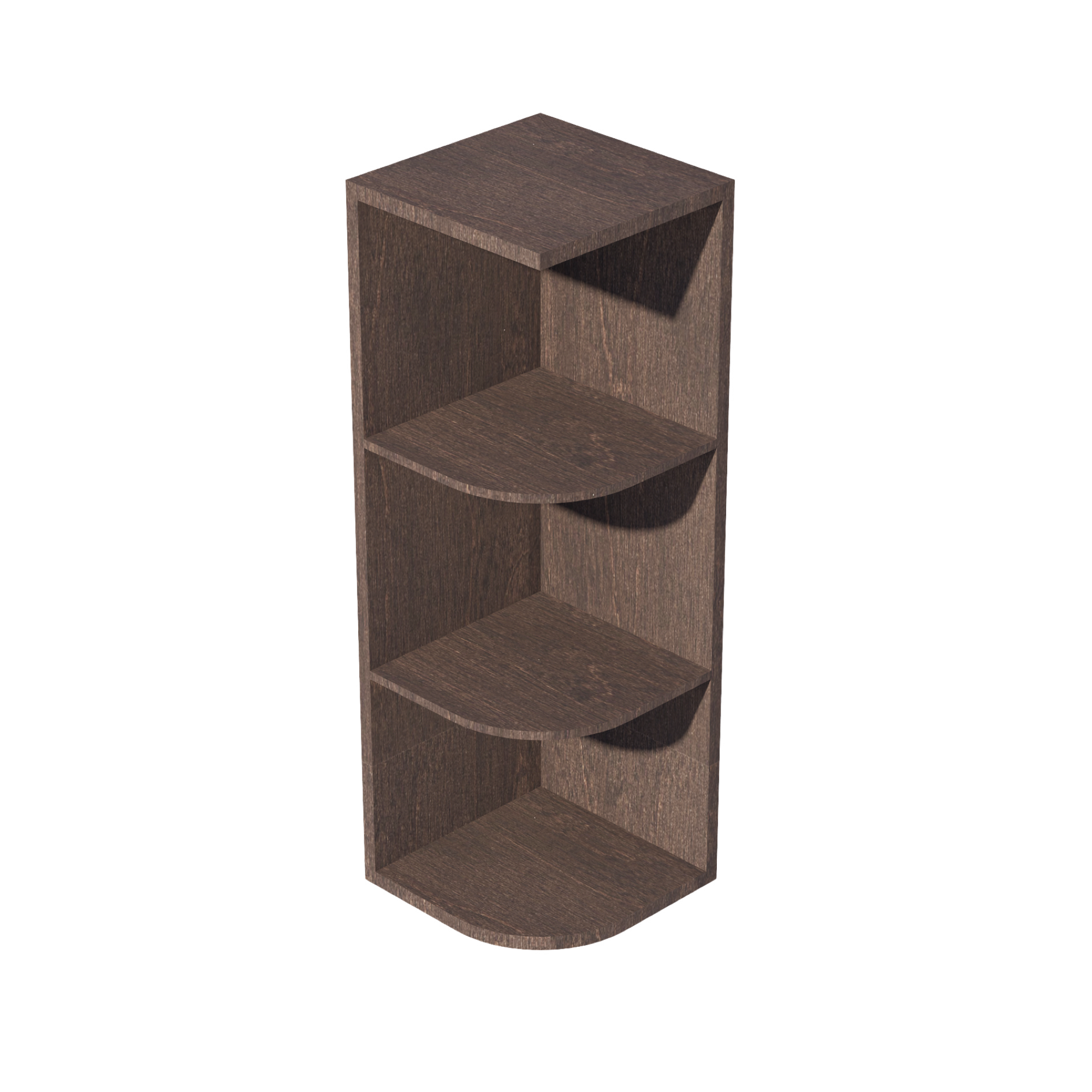 SM-OE1236: Mocha Brown Slim Shaker 12"W x 36"H 4 Shelves Wall End Shelf Cabinet