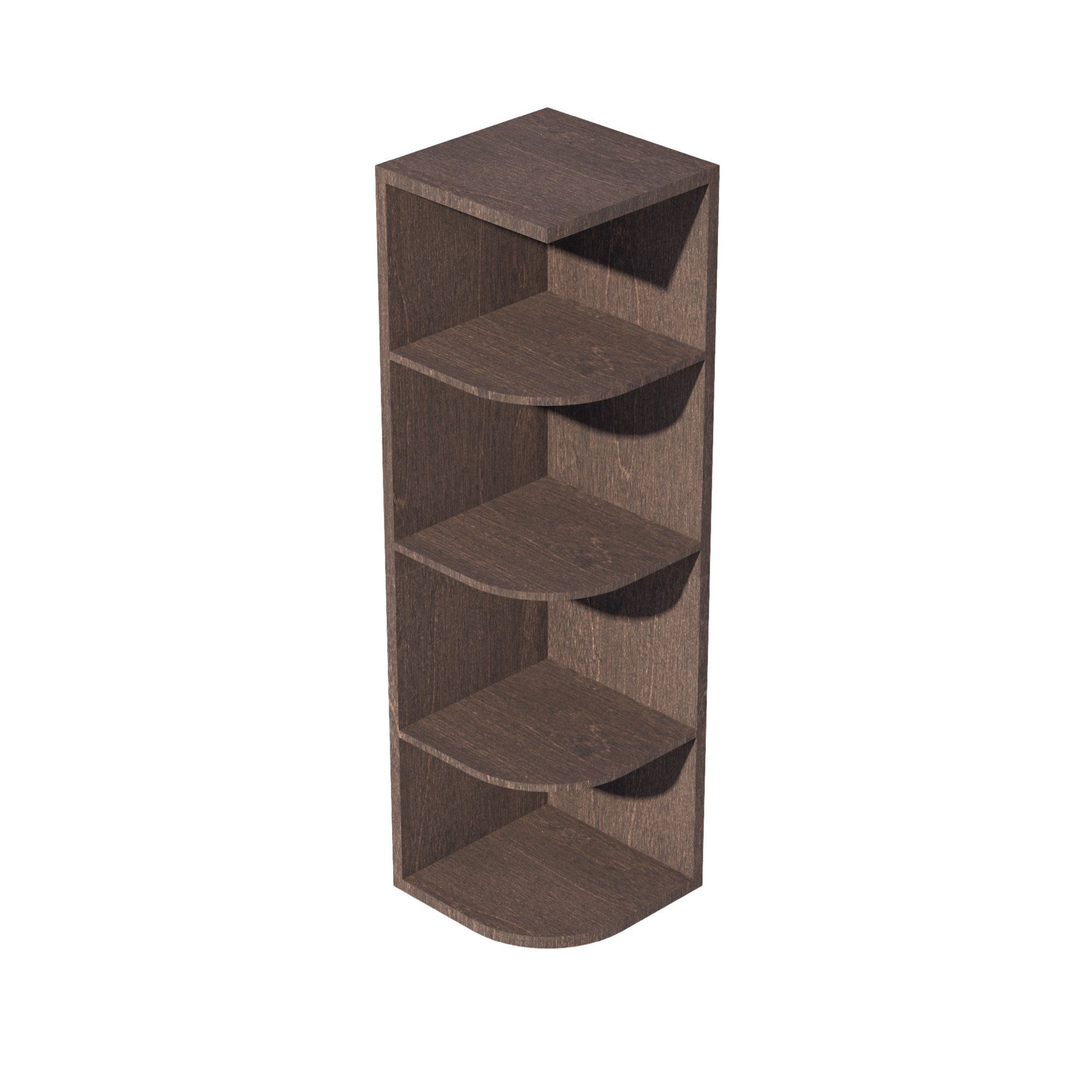 SM-OE1242: Mocha Brown Slim Shaker 12"W x 42"H 4 Shelves Wall End Shelf Cabinet