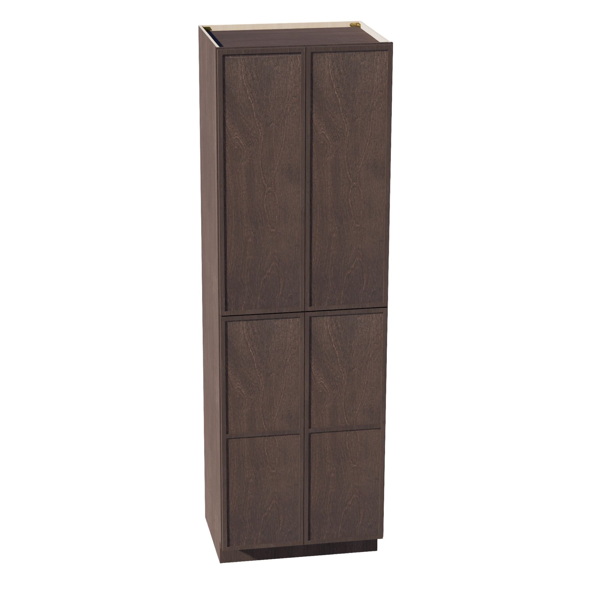 SM-TP2496: Mocha Brown Slim Shaker 24"W x 96"H x 24"D 4 Door & 6 Shelves Tall Shelf Pantry Cabinets