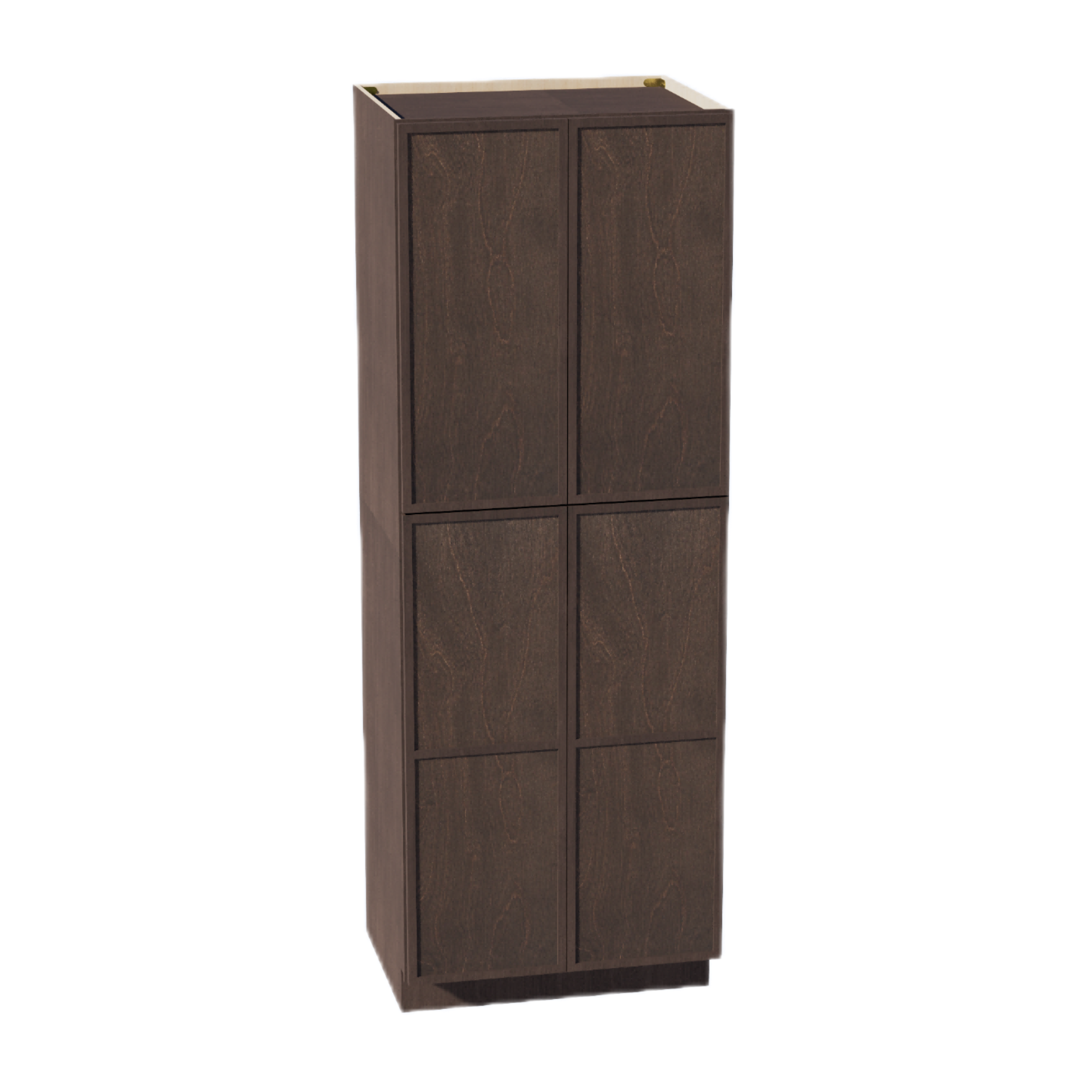SM-TP3084: Mocha Brown Slim Shaker 30"W x 84"H x 24"D 4 Door & 5 Shelves Tall Shelf Pantry Cabinets