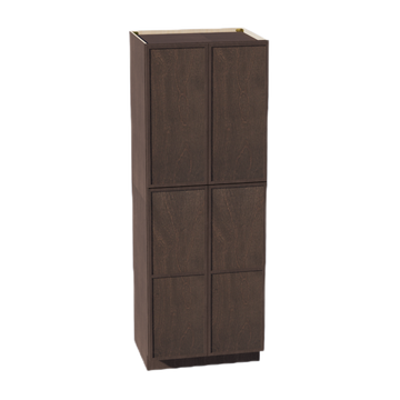 SM-TP3084: Mocha Brown Slim Shaker 30"W x 84"H x 24"D 4 Door & 5 Shelves Tall Shelf Pantry Cabinets