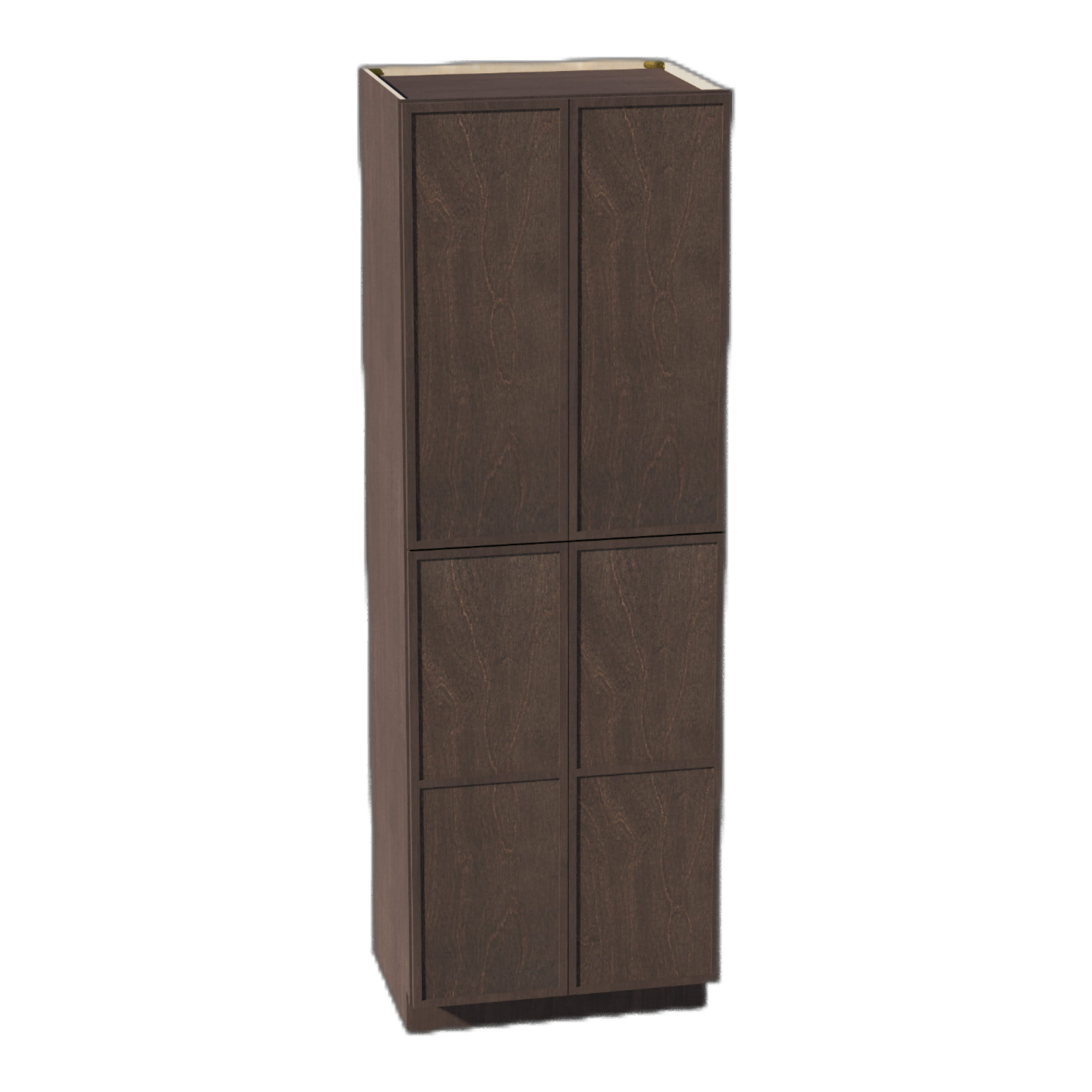 SM-TP3090: Mocha Brown Slim Shaker 30"W x 90"H x 24"D 4 Door & 5 Shelves Tall Shelf Pantry Cabinets