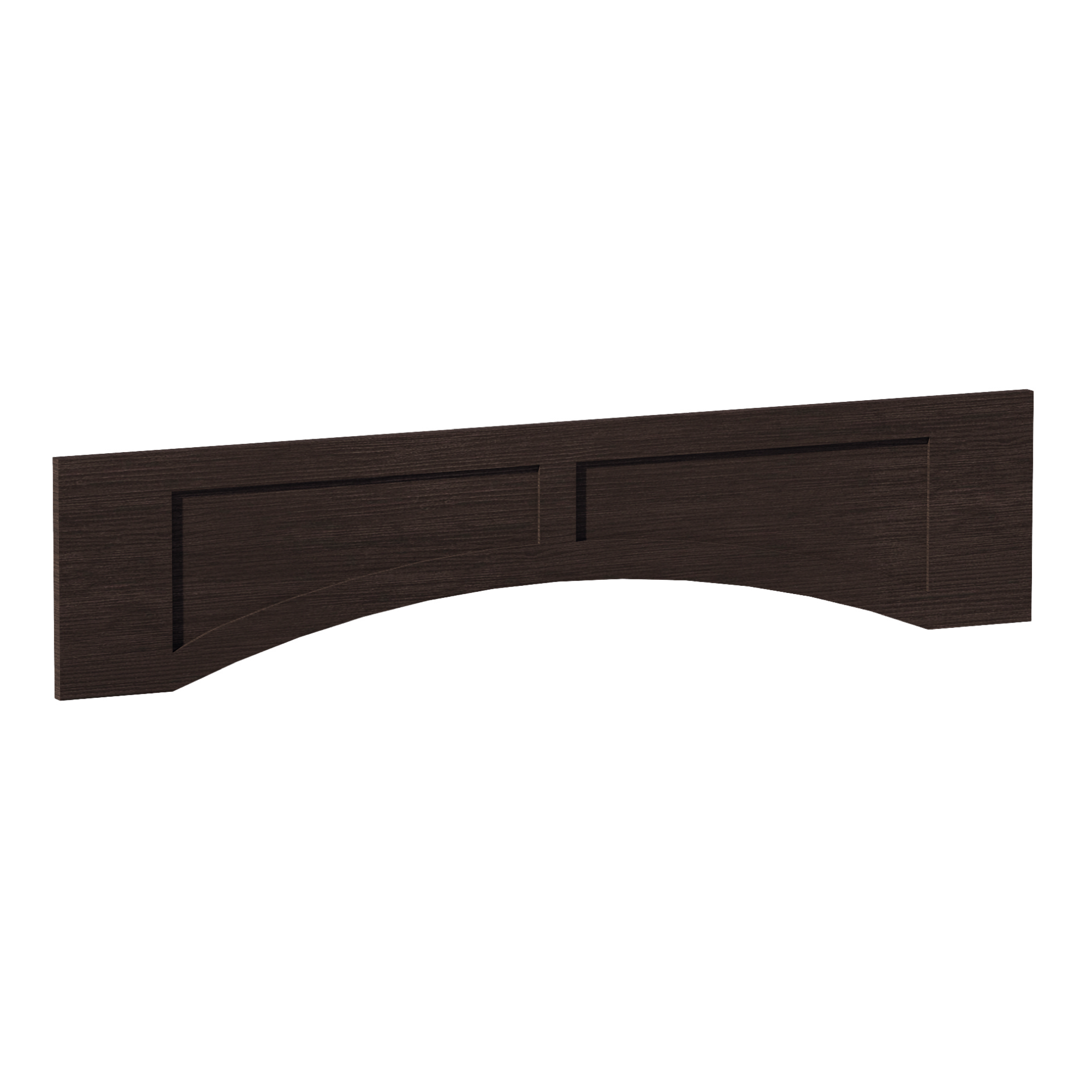SM-VARP54: Mocha Brown Slim Shaker 54"W x 12"H x 3/4"D Arched Valance with Raised Panel