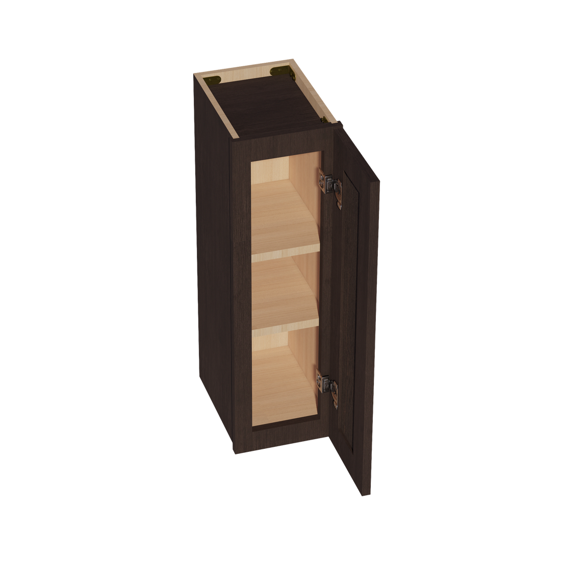 SM-W0930: Mocha Brown Slim Shaker 09"W x 30"H 1 Door & 2 Shelves Standard Wall Cabinet