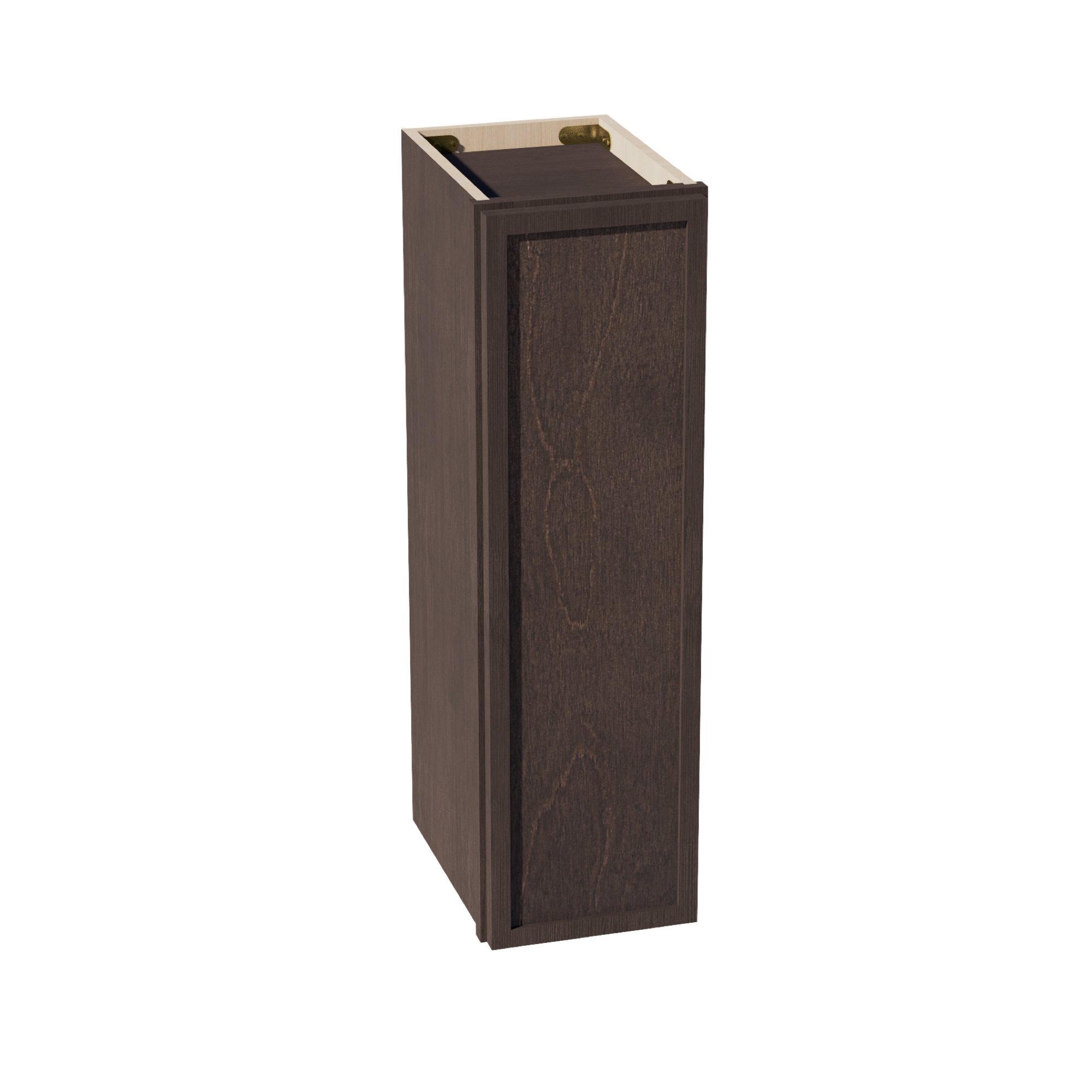 SM-W0930: Mocha Brown Slim Shaker 09"W x 30"H 1 Door & 2 Shelves Standard Wall Cabinet