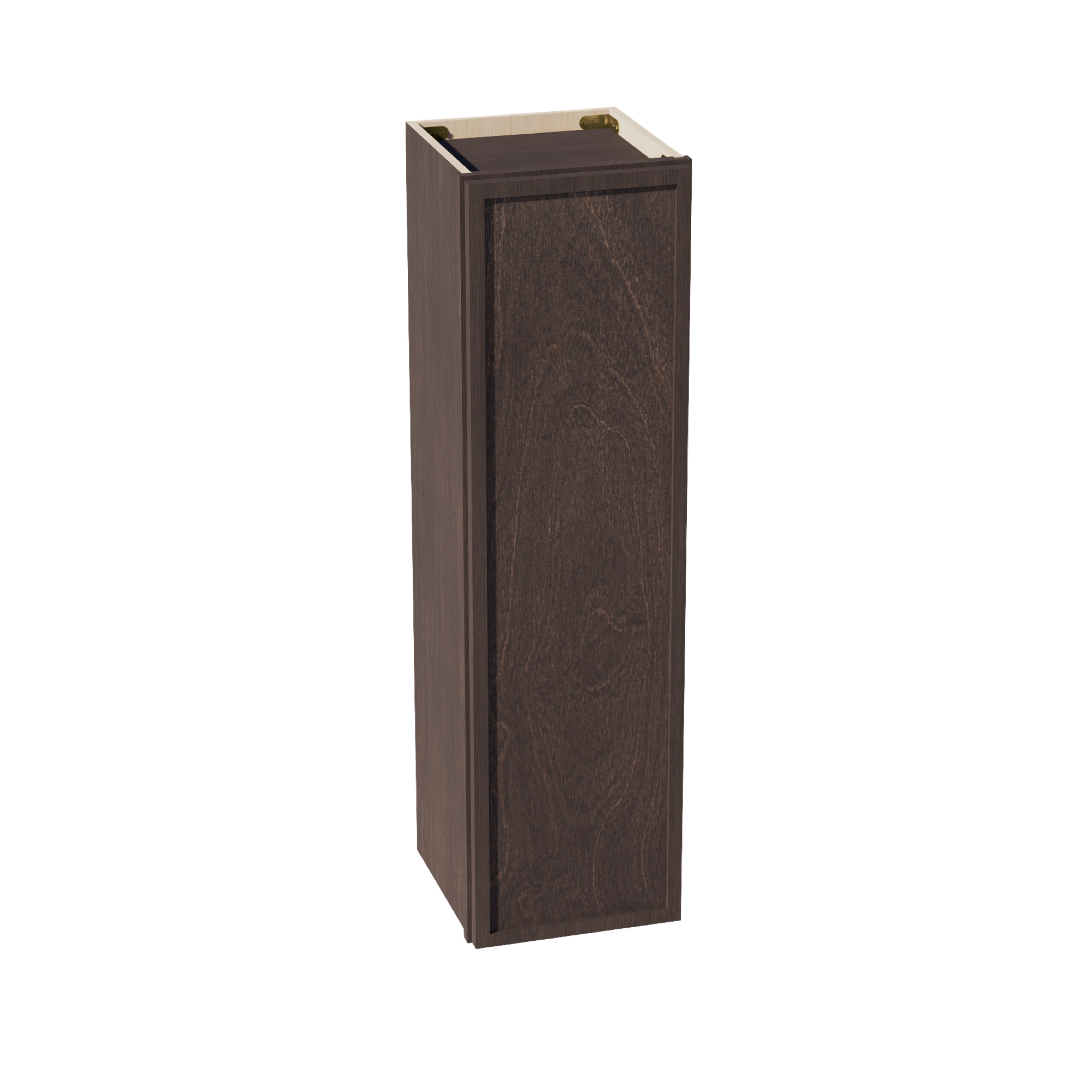 SM-W1242: Mocha Brown Slim Shaker 12"W x 42"H 1 Door & 3 Shelves Standard Wall Cabinet