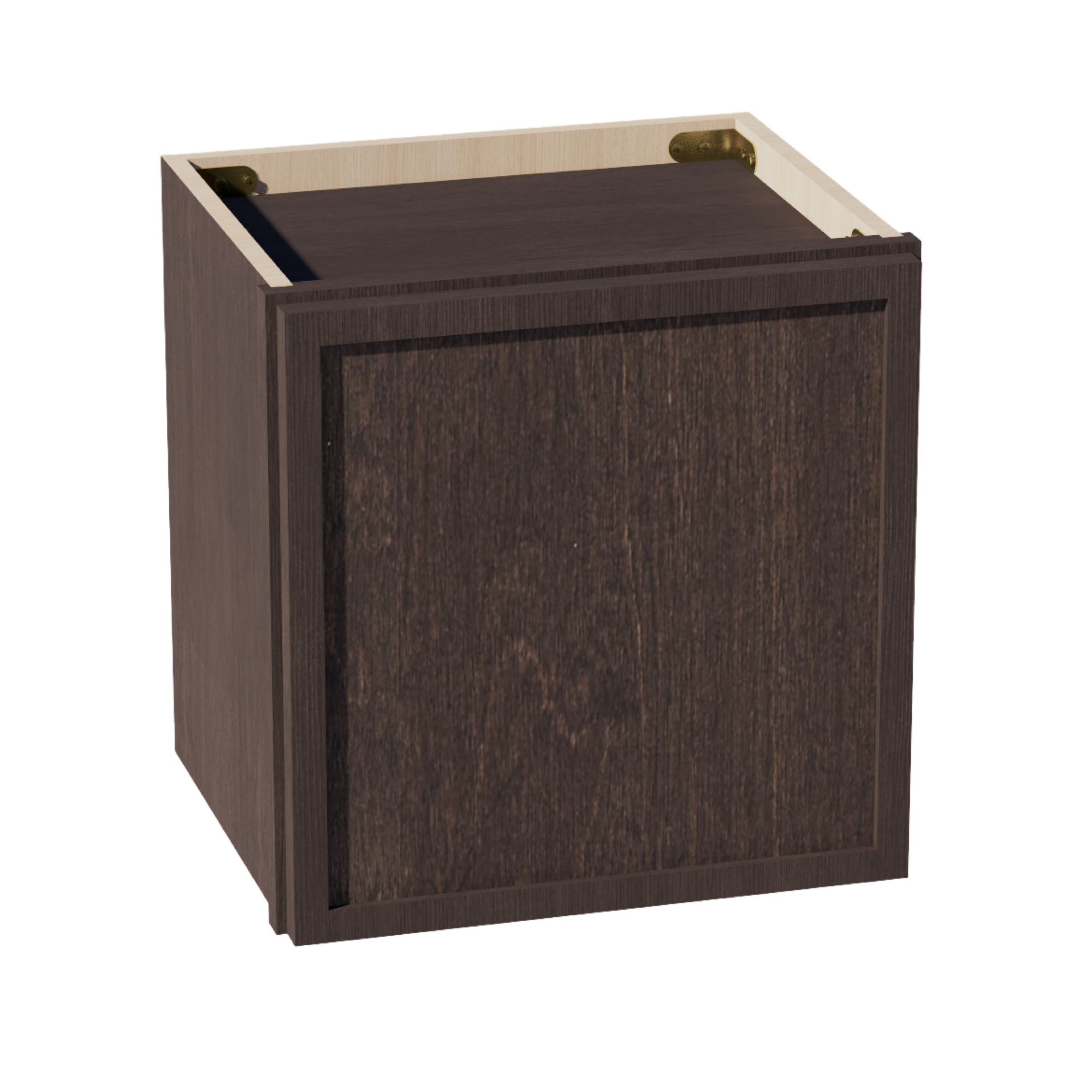SM-W1515: Mocha Brown Slim Shaker 15"W x 15"H 1 Door Standard Wall Bridge Cabinet