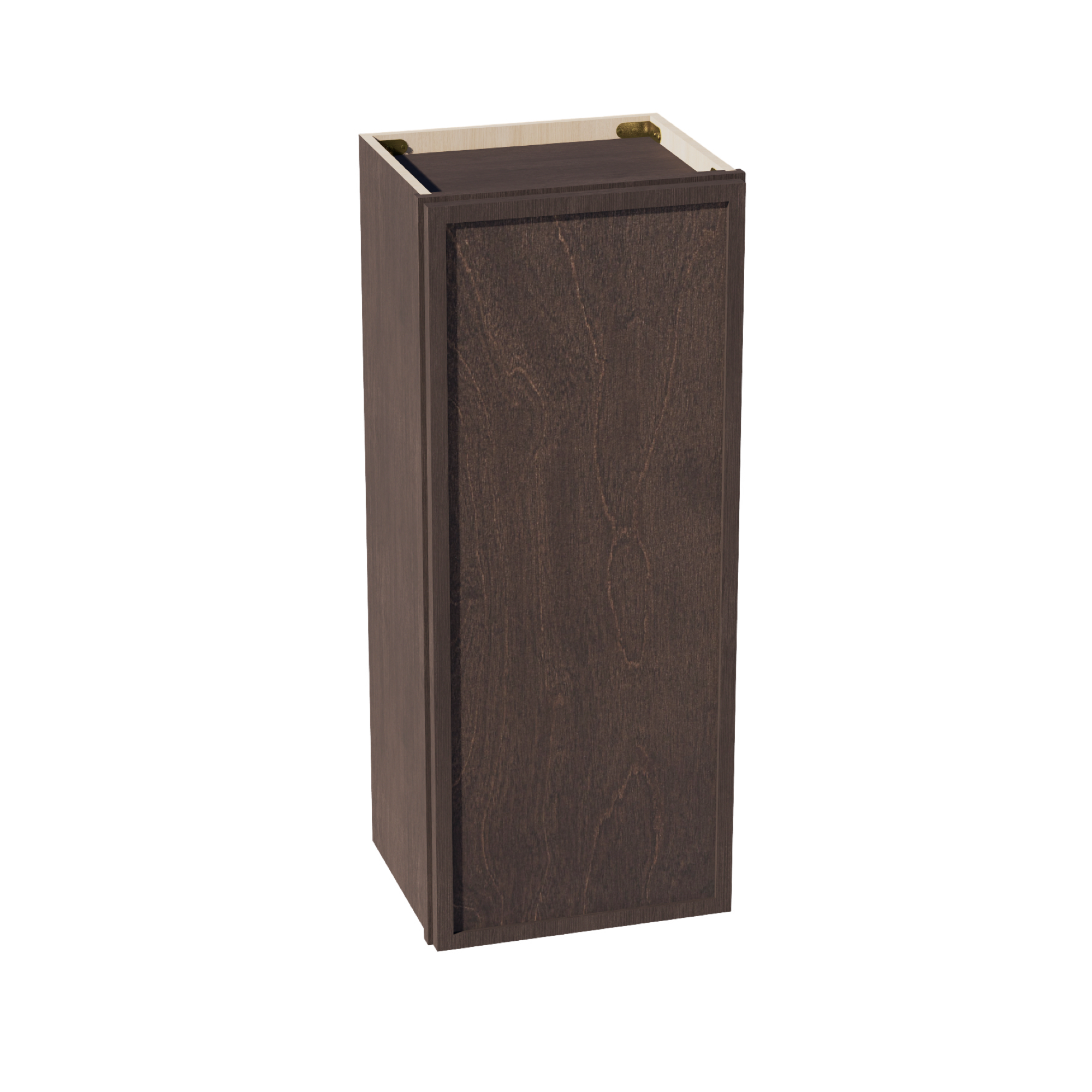 SM-W1536: Mocha Brown Slim Shaker 15"W x 36"H 1 Door & 2 Shelves Standard Wall Cabinet