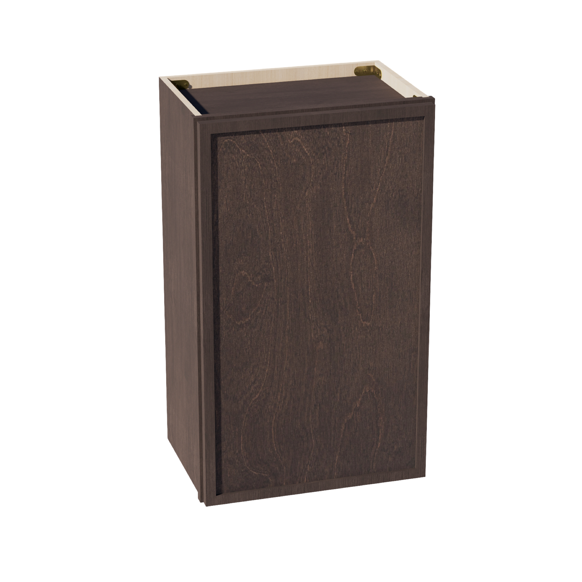SM-W1830: Mocha Brown Slim Shaker 18"W x 30"H 1 Door & 2 Shelves Standard Wall Cabinet