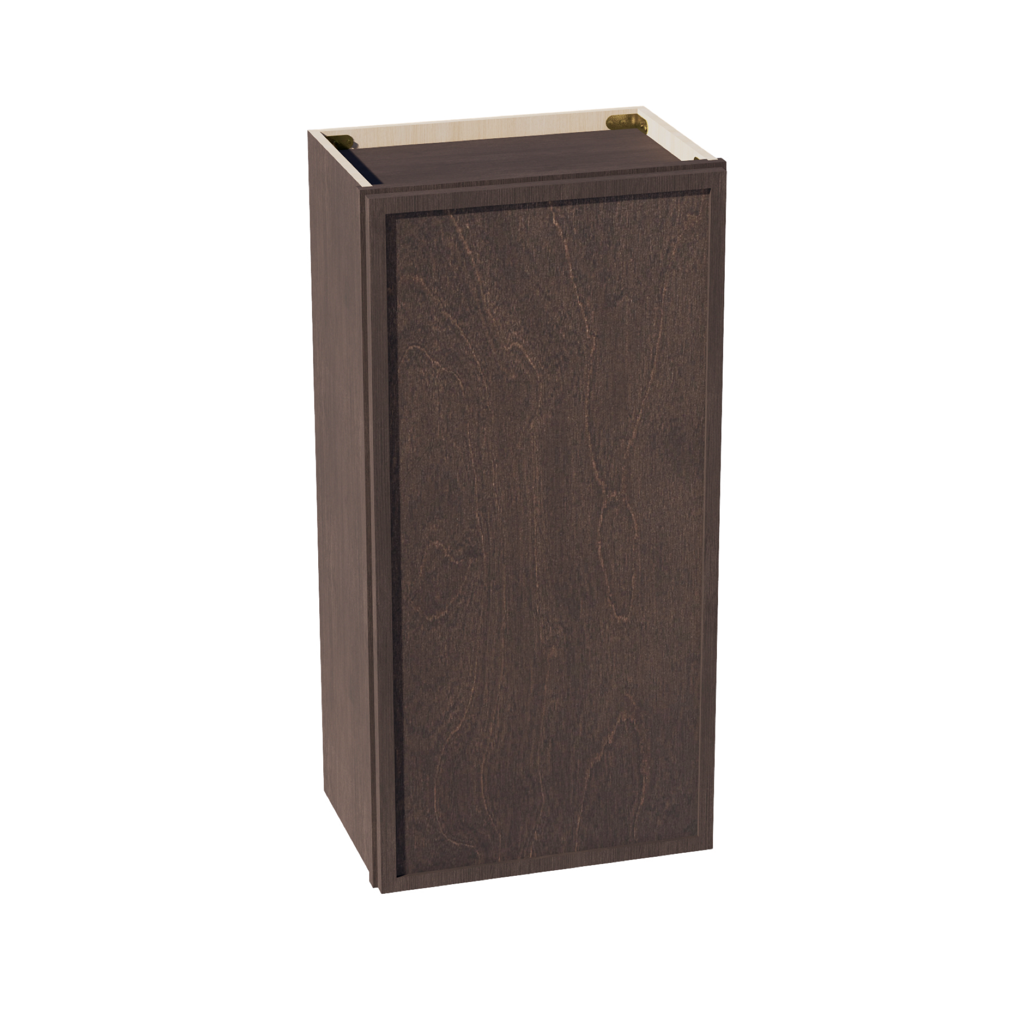 SM-W1836: Mocha Brown Slim Shaker 18"W x 36"H 1 Door & 2 Shelves Standard Wall Cabinet