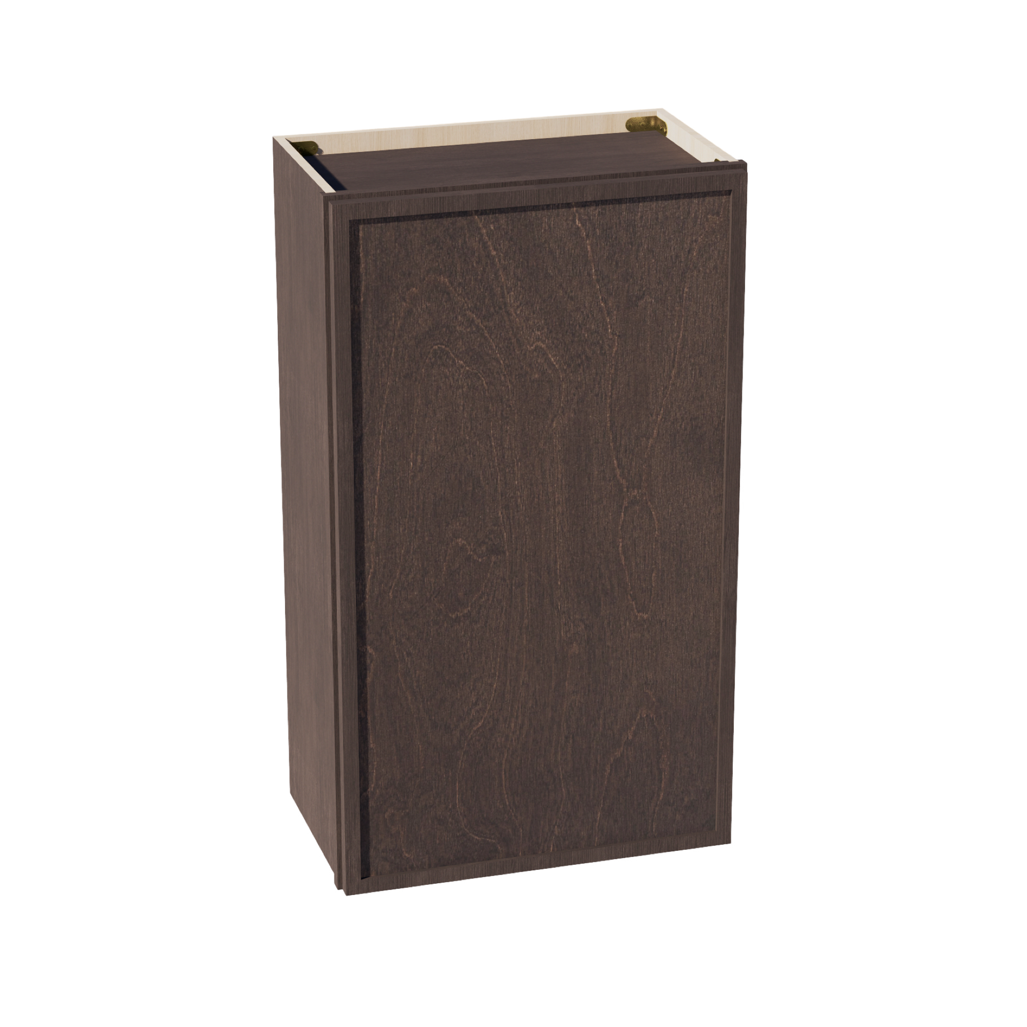 SM-W2136: Mocha Brown Slim Shaker 21"W x 36"H 1 Door & 2 Shelves Standard Wall Cabinet