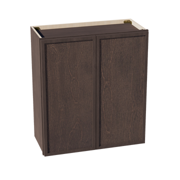 SM-W2730: Mocha Brown Slim Shaker 27"W x 30"H 2 Doors & 2 Shelves Standard Wall Cabinet