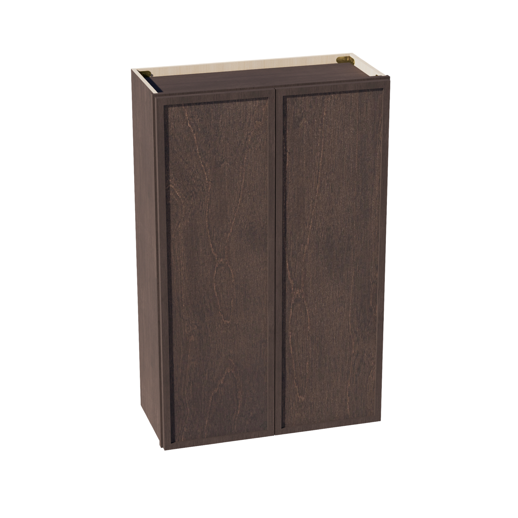 SM-W2742: Mocha Brown Slim Shaker 27"W x 42"H 2 Doors & 3 Shelves Standard Wall Cabinet