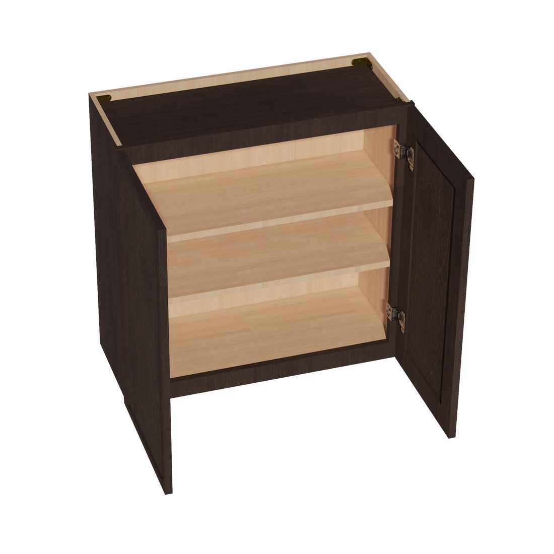 SM-W3030: Mocha Brown Slim Shaker 30"W x 30"H 2 Doors & 2 Shelves Standard Wall Cabinet