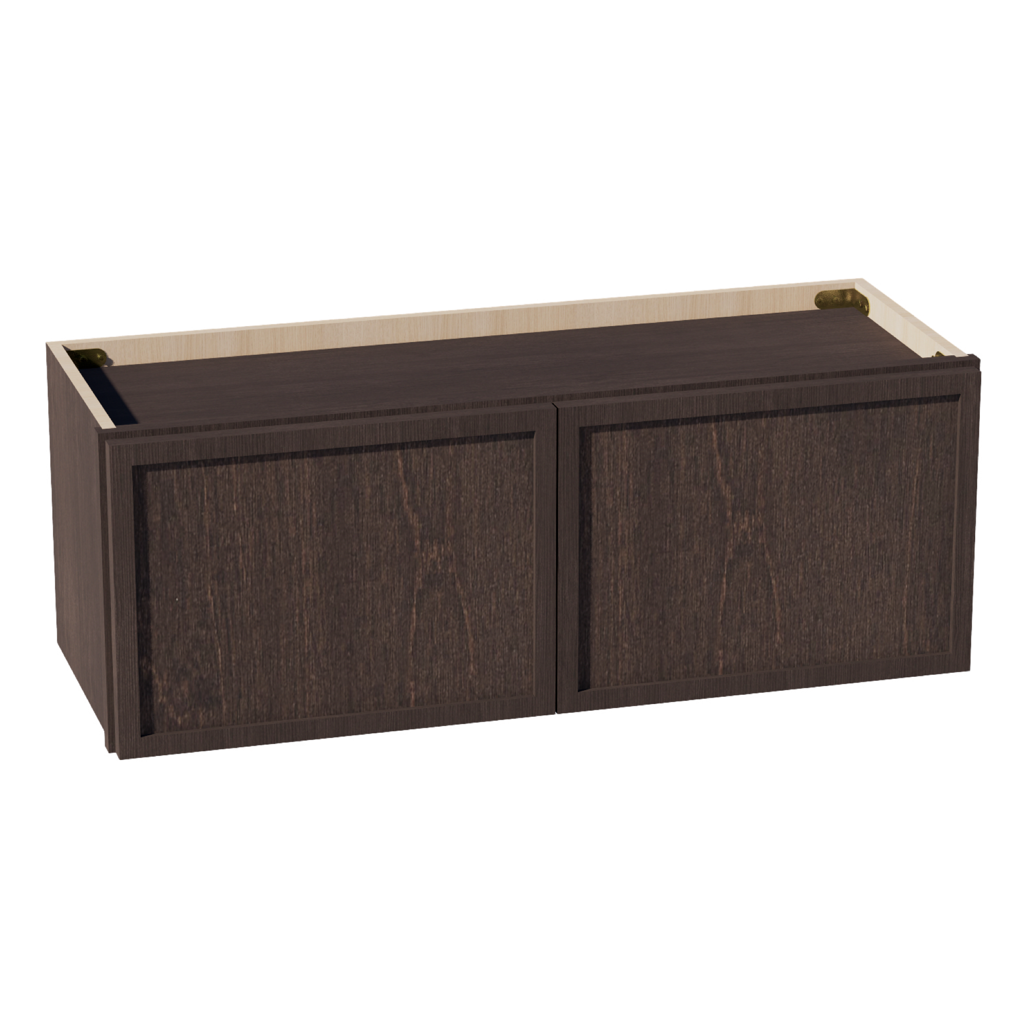 SM-W3312: Mocha Brown Slim Shaker 33"W x 12"H 2 Doors Standard Wall Bridge Cabinet