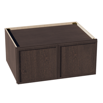 SM-W331524: Mocha Brown Slim Shaker 33"W x 15"H x 24"D 2 Doors Standard Bridge Wall Cabinet