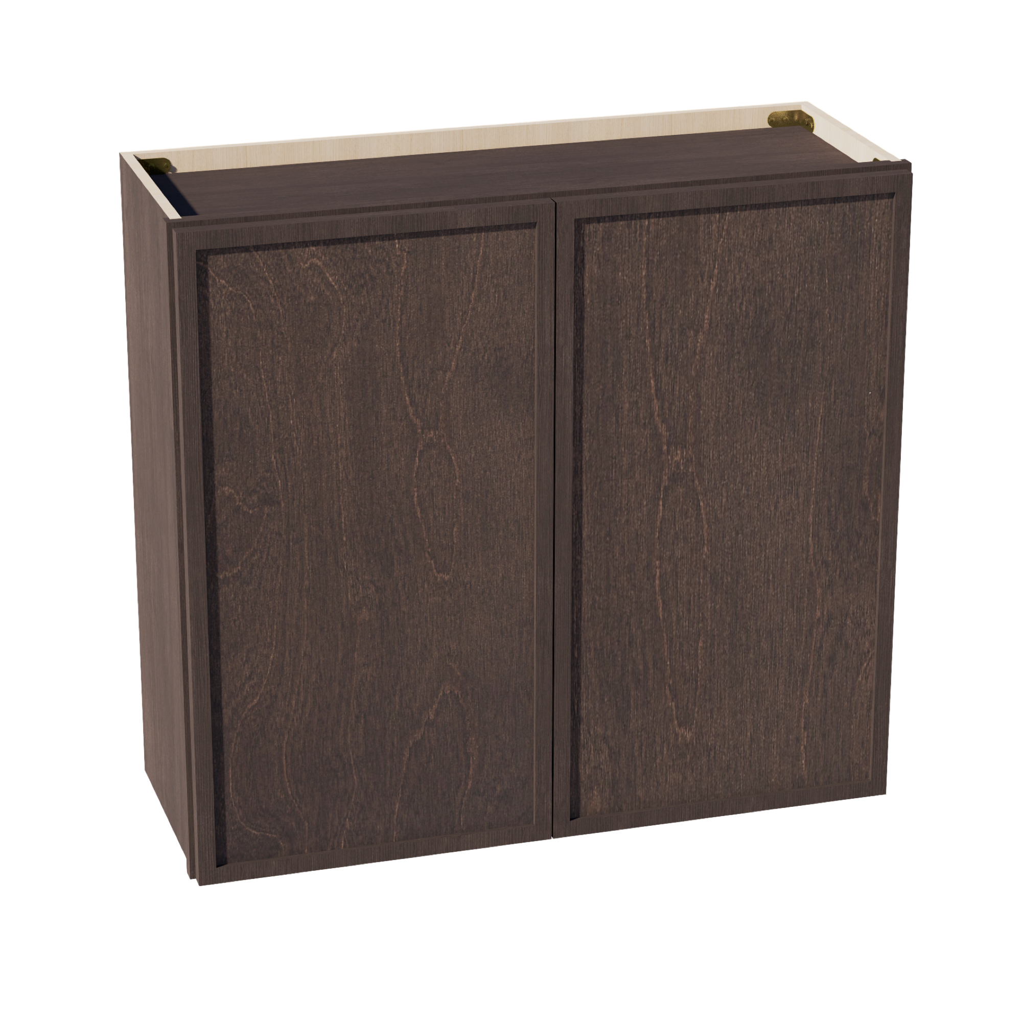 SM-W3330: Mocha Brown Slim Shaker 33"W x 30"H 2 Doors & 2 Shelves Standard Wall Cabinet