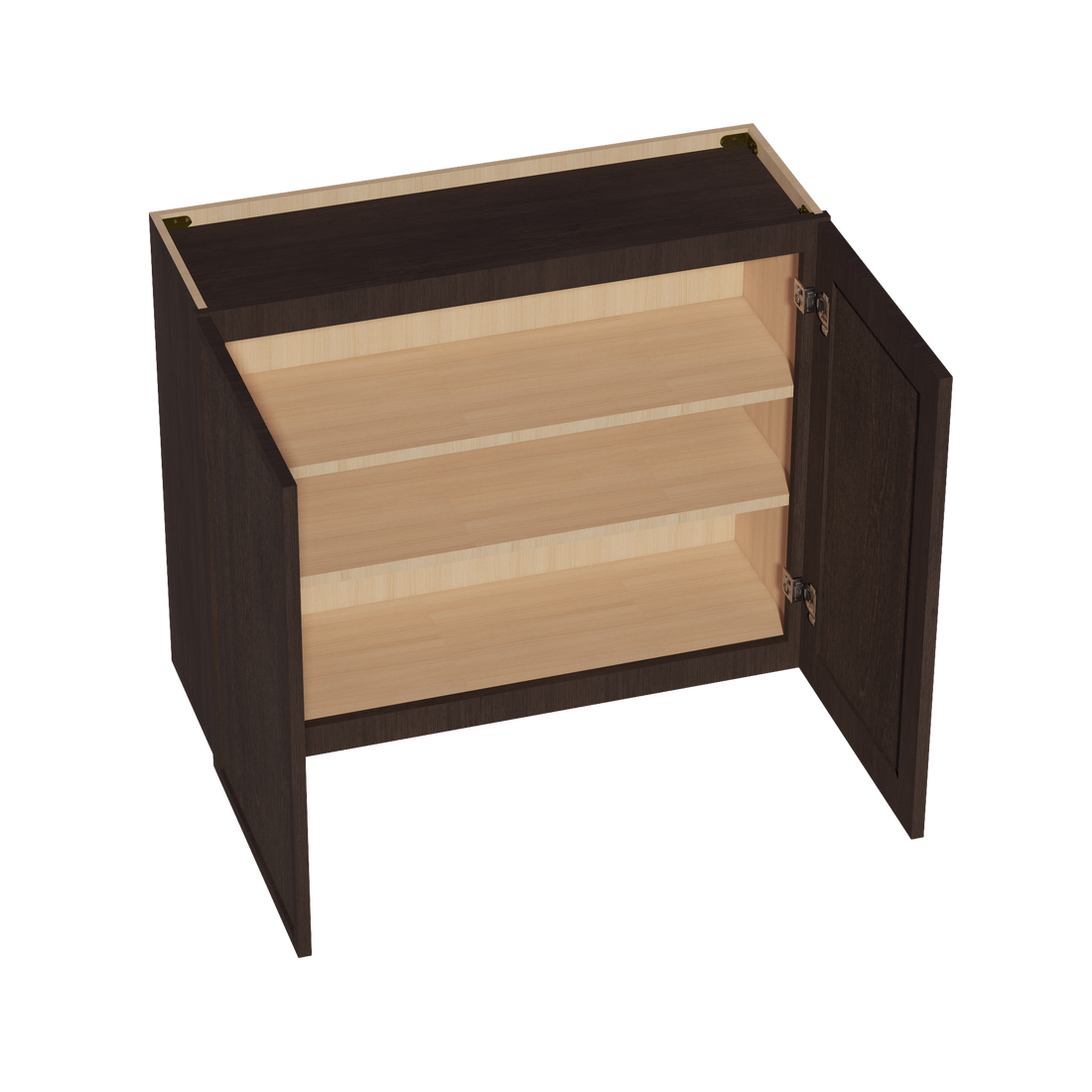 SM-W3630: Mocha Brown Slim Shaker 36"W x 30"H 2 Doors & 2 Shelves Standard Wall Cabinet
