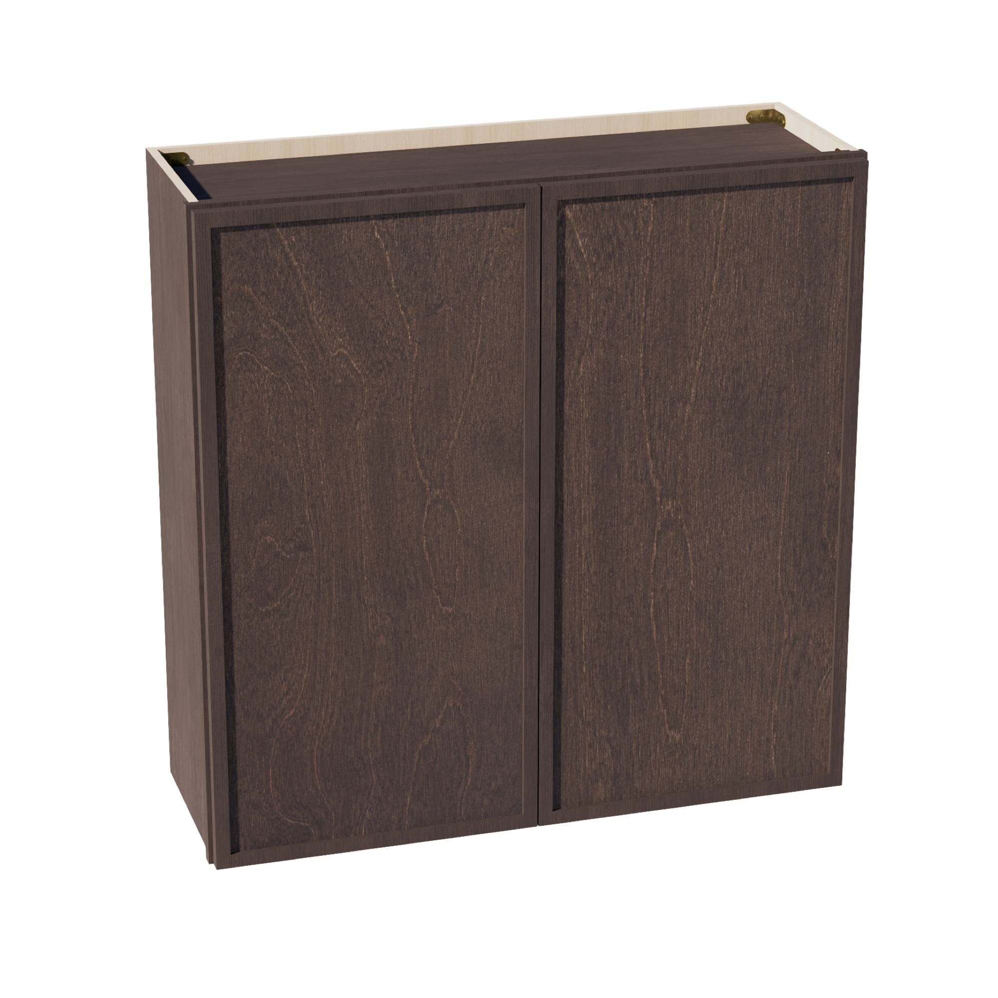 SM-W3636: Mocha Brown Slim Shaker 36"W x 36"H 2 Doors & 2 Shelves Standard Wall Cabinet