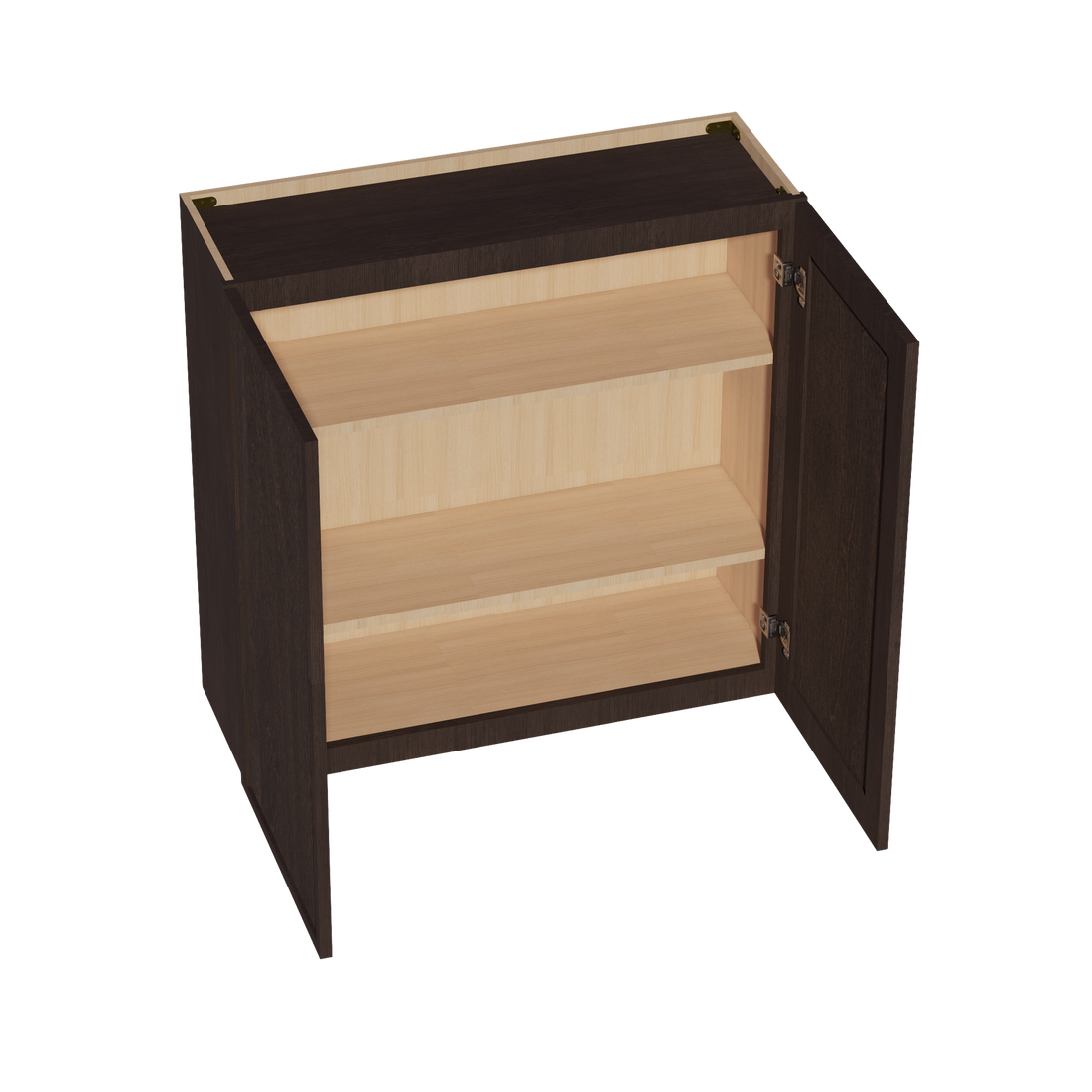 SM-W3636: Mocha Brown Slim Shaker 36"W x 36"H 2 Doors & 2 Shelves Standard Wall Cabinet
