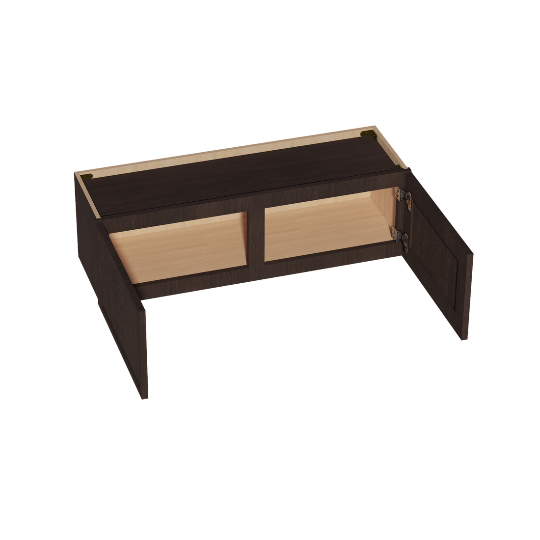 SM-W3912: Mocha Brown Slim Shaker 39"W x 12"H 2 Doors Standard Wall Bridge Cabinet
