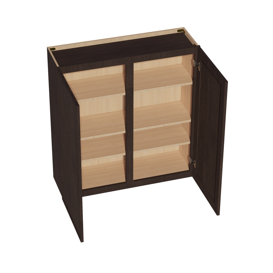SM-W3942: Mocha Brown Slim Shaker 39"W x 42"H 2 Doors & 3 Shelves Standard Wall Cabinet