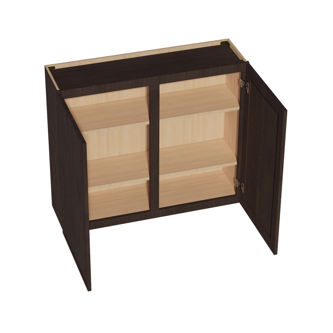 SM-W4236: Mocha Brown Slim Shaker 42"W x 36"H 2 Doors & 2 Shelves Standard Wall Cabinet