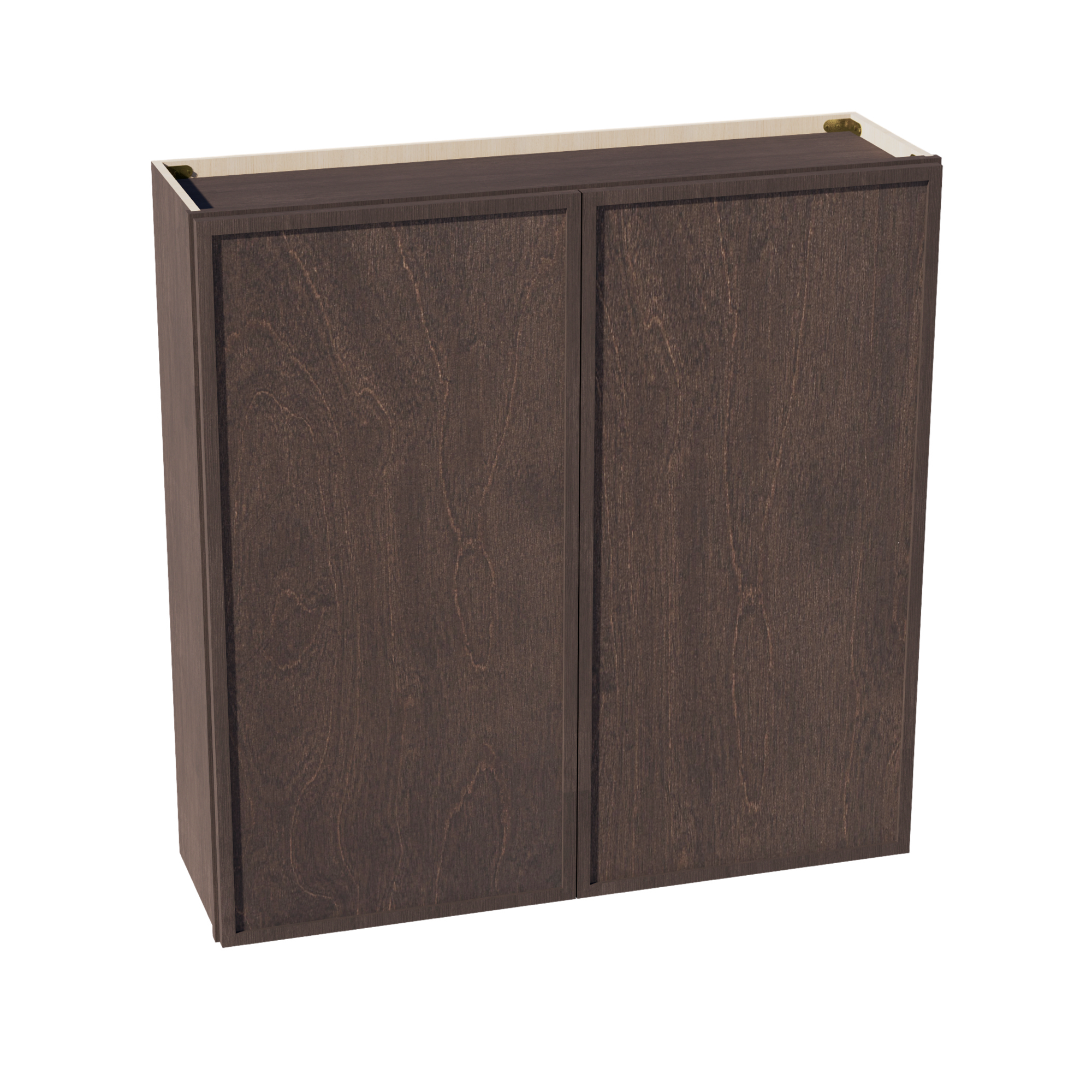 SM-W4242: Mocha Brown Slim Shaker 42"W x 42"H 2 Doors & 3 Shelves Standard Wall Cabinet