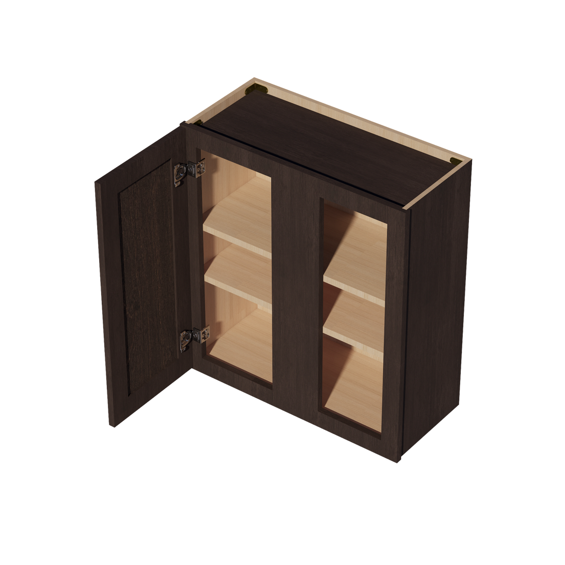 SM-WBC2730: Mocha Brown Slim Shaker 27"W x 30"H 1 Door & 2 Shelves Wall Blind Corner Cabinets