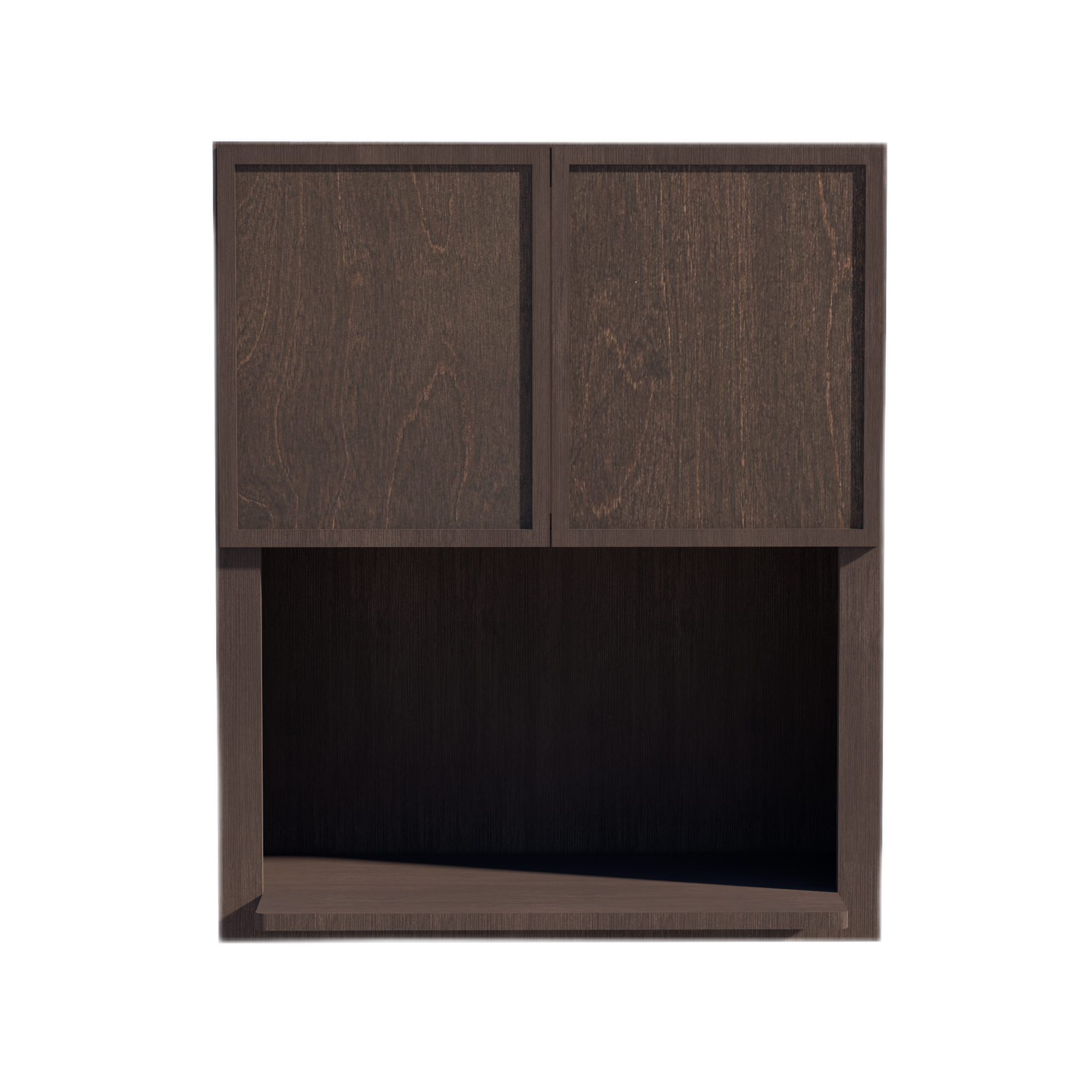 SM-WM3036: Mocha Brown Slim Shaker 30"W x 36"H 2 Doors Wall Built-in Microwave Cabinets