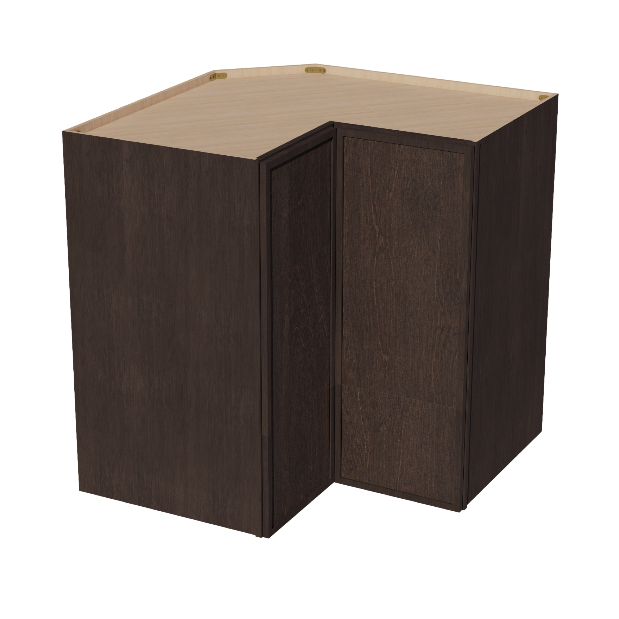 SM-WPC2442: Mocha Brown Slim Shaker 24"W x 42"H 1 Door & 3 Shelves Pie Cut Wall Corner Cabinet