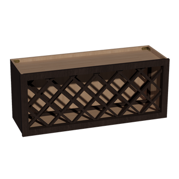 SM-WR3615: Mocha Brown Slim Shaker 36"W x 15"H x 12"D Wall Wine Rack Incl. Shelf