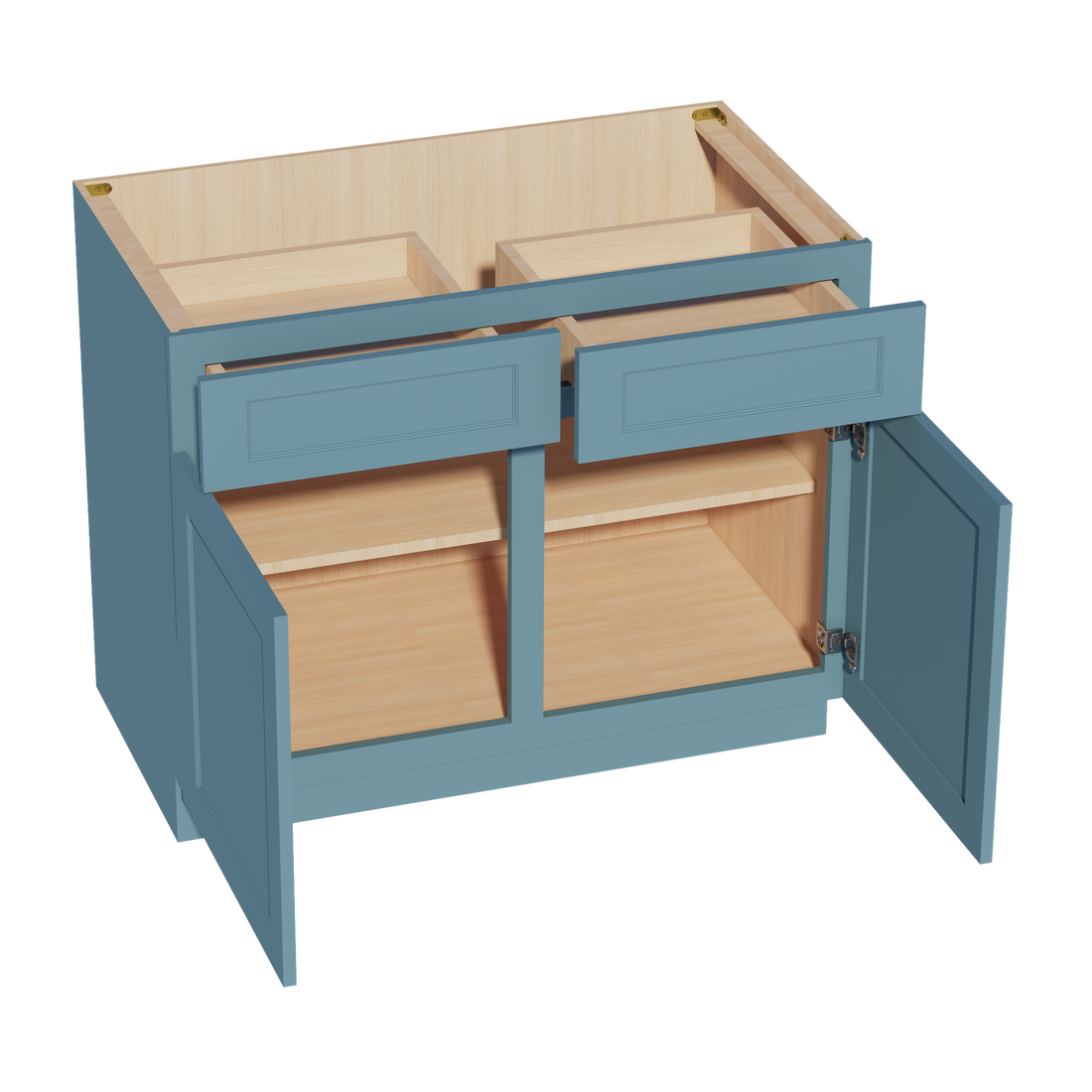 TG-B42: Soft Green Shaker 42" 2 Drawers 2 Doors Standard Base Cabinet
