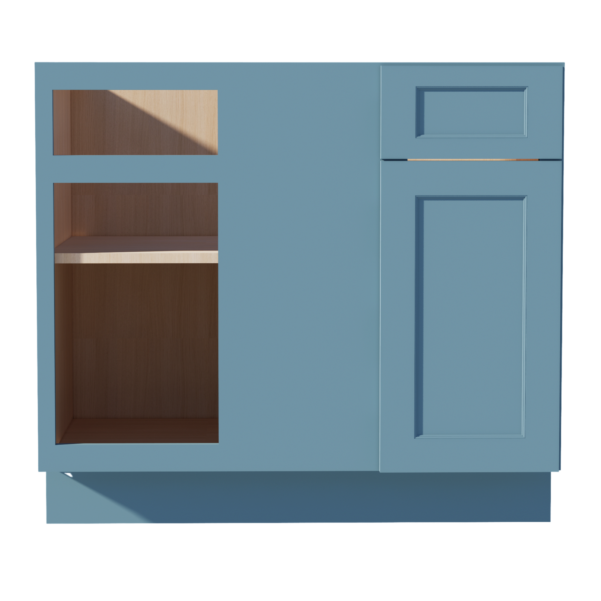 TG-BBC39/42: Soft Green Shaker 39" 1 Door - 1 Drawer Blind Corner Base Cabinet