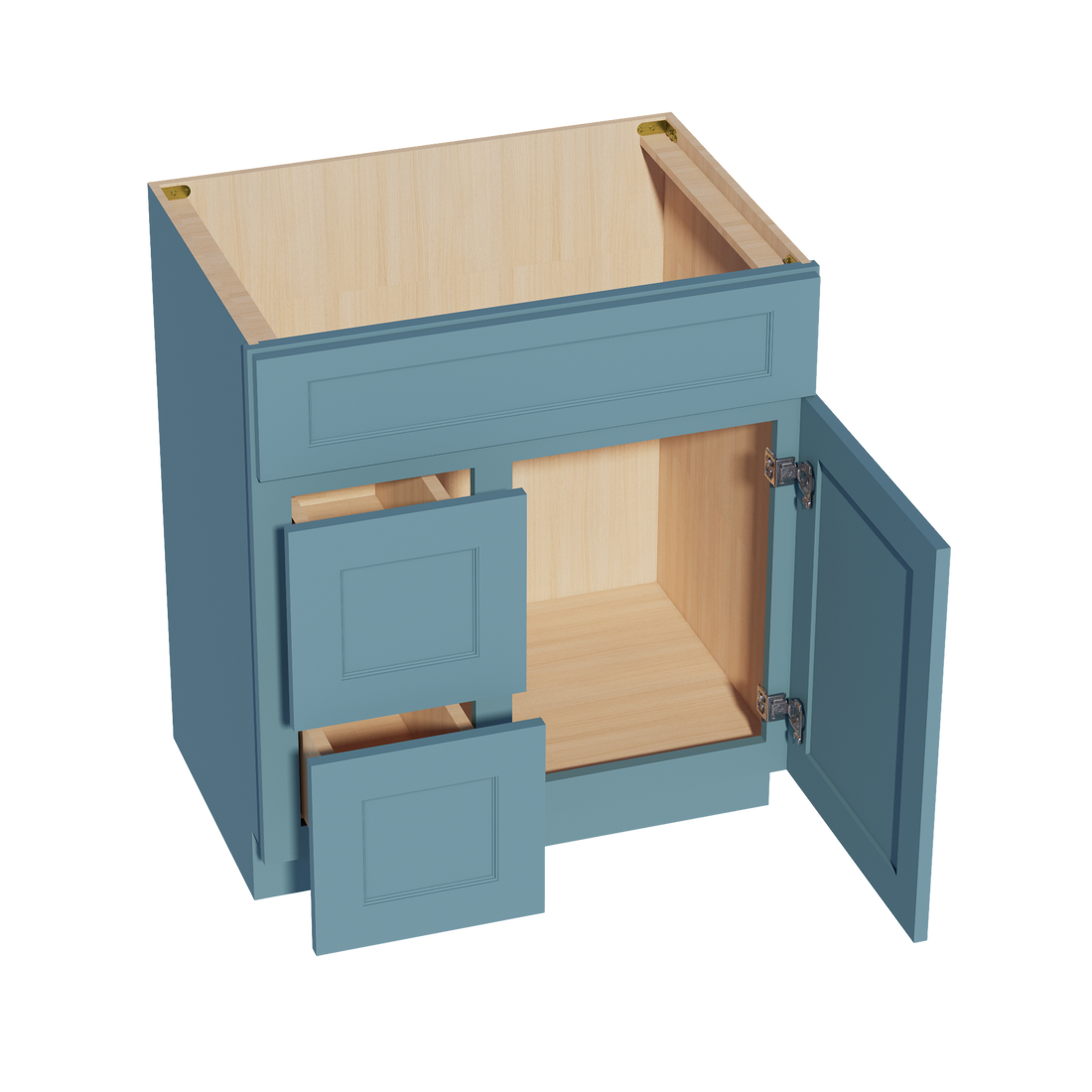 TG-VSD3021L: Soft Green Shaker 30"W x 34-1/2"H x 21"D 1 Door & 2 Left Drawers Offset Vanity Sink Base Cabinets