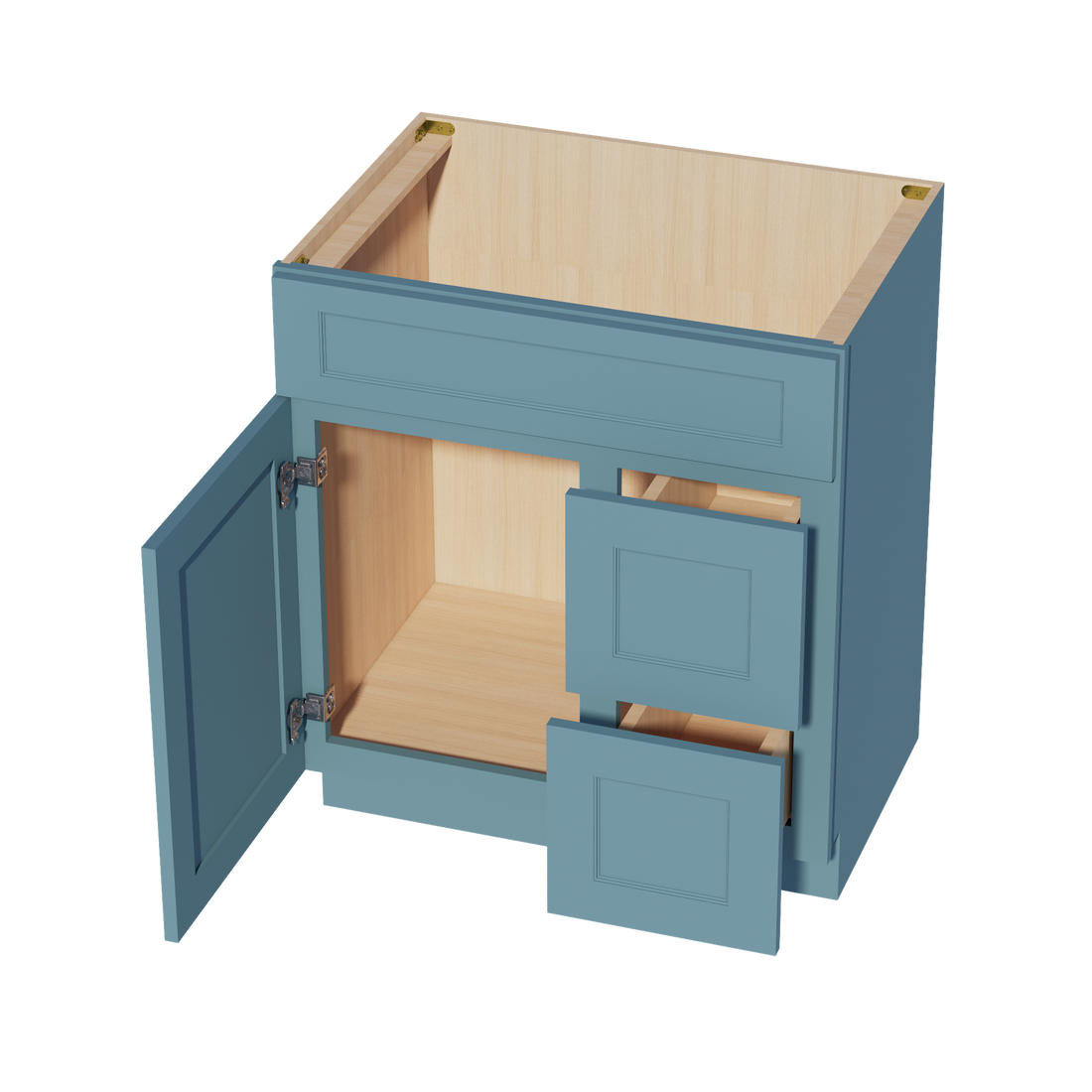 TG-VSD3021R: Soft Green Shaker 30"W x 34-1/2"H x 21"D 1 Door & 2 Right Drawers Offset Vanity Sink Base Cabinets