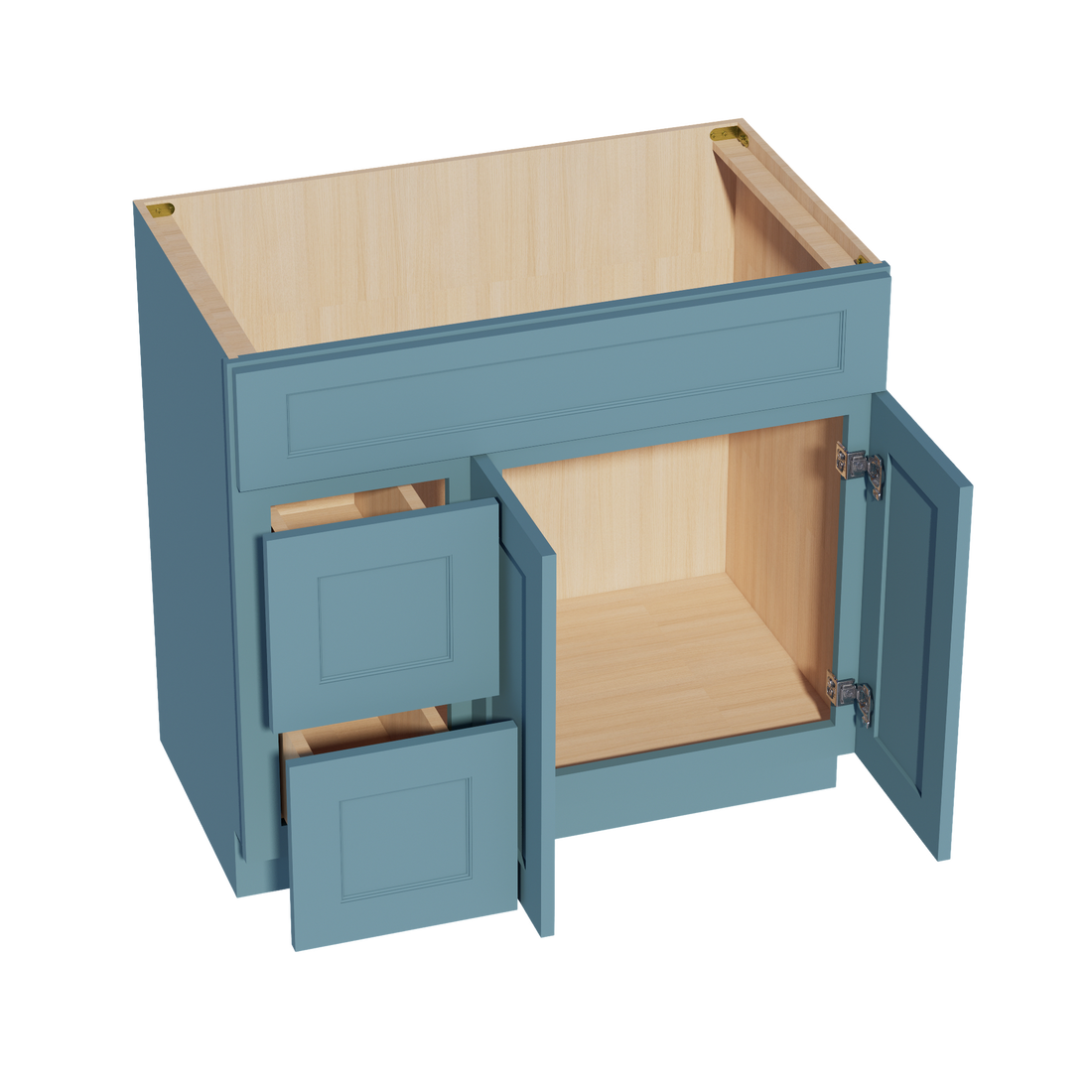 TG-VSD3621L: Soft Green Shaker 36"W x 34-1/2"H x 21"D 2 Doors & 2 Left Drawers Offset Vanity Sink Base Cabinets