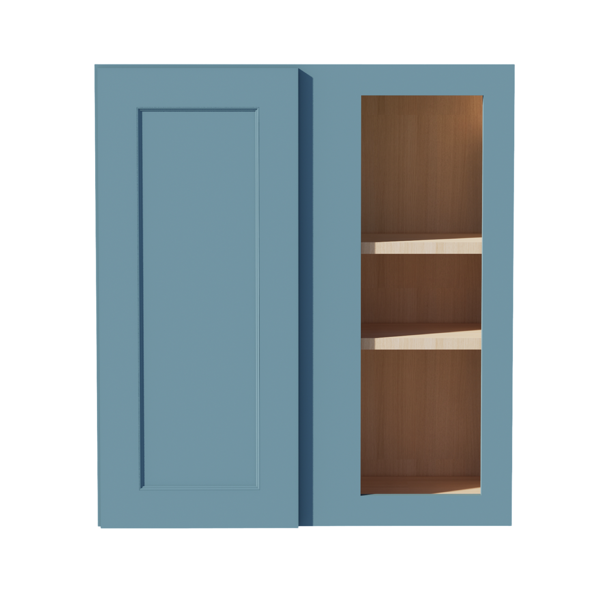 TG-WBC2730: Soft Green Shaker 27"W x 30"H 1 Door & 2 Shelves Wall Blind Corner Cabinets