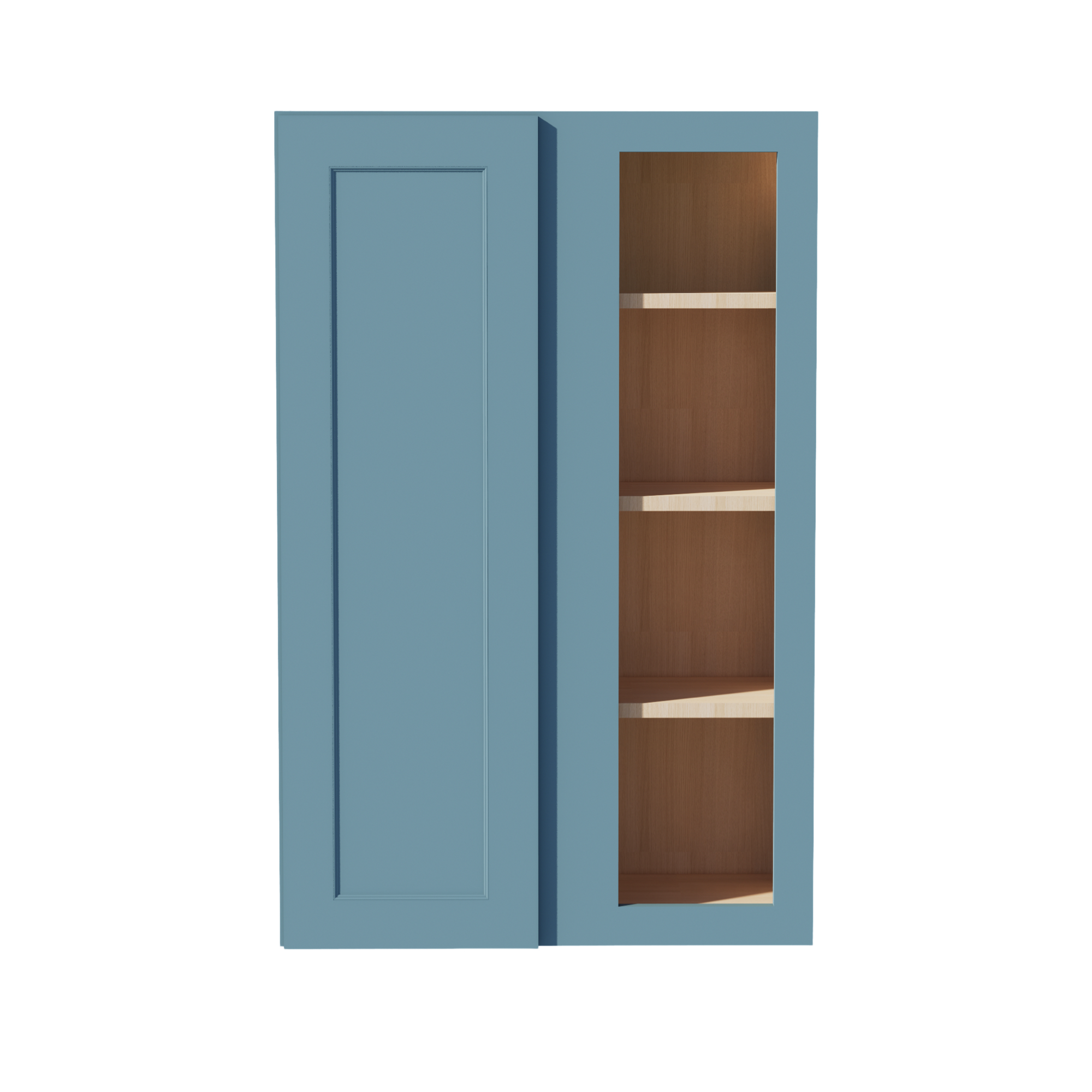 TG-WBC2742: Soft Green Shaker 27"W x 42"H 1 Door & 2 Shelves Wall Blind Corner Cabinets