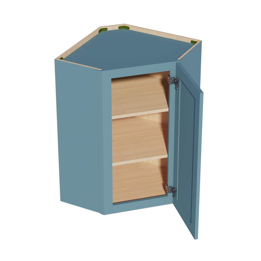 TG-WDC2436: Soft Green Shaker 24"W x 36"H 1 Door & 2 Shelves Diagonal Wall Corner Cabinet