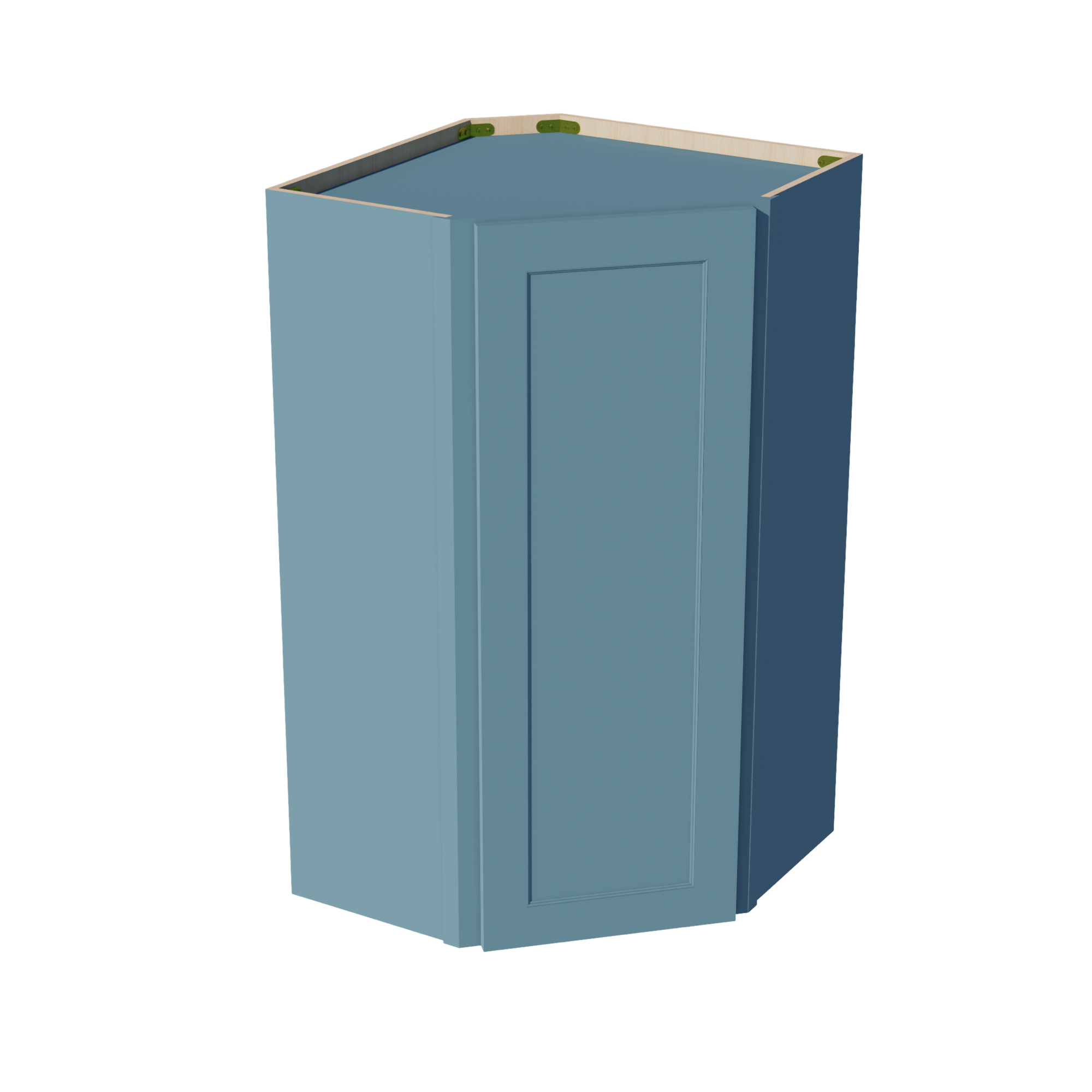 TG-WDC2442: Soft Green Shaker 24"W x 42"H 1 Door & 2 Shelves Diagonal Wall Corner Cabinet