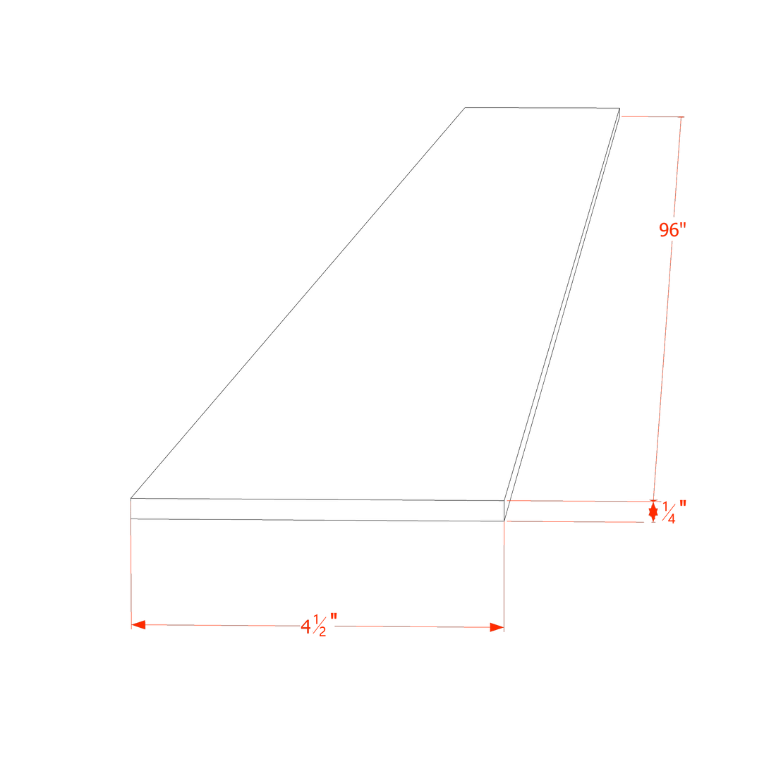 SF-TK8: Frost White Slim Shaker 96"W x 4-1/2"H x 1/4"D Toe Kick Plate