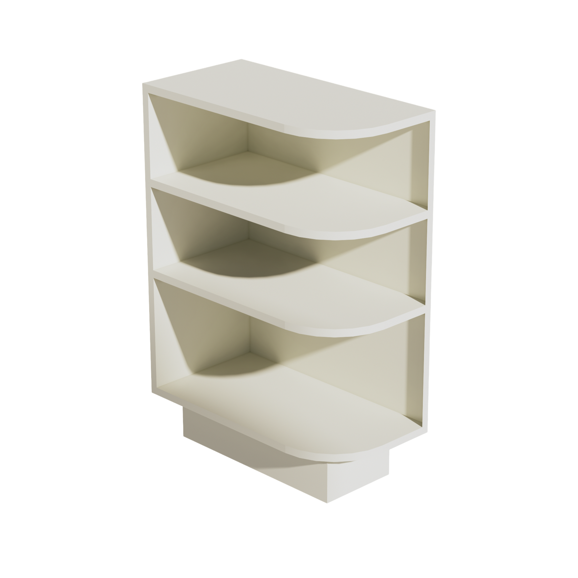 TW-BES12L: Creamy White Shaker 12" 4 Shelves End Shelf Corner Base Cabinets (Left Open)