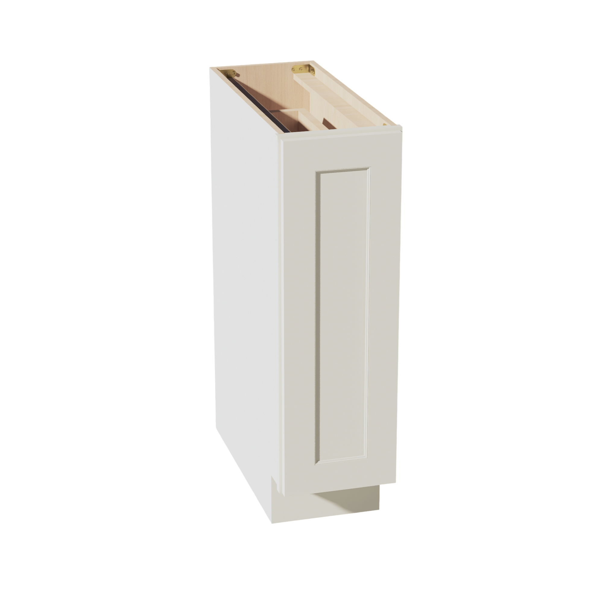 TW-BF09-PO: Creamy White Shaker 09" Full Door Pull Out Spice Rack Base Cabinets