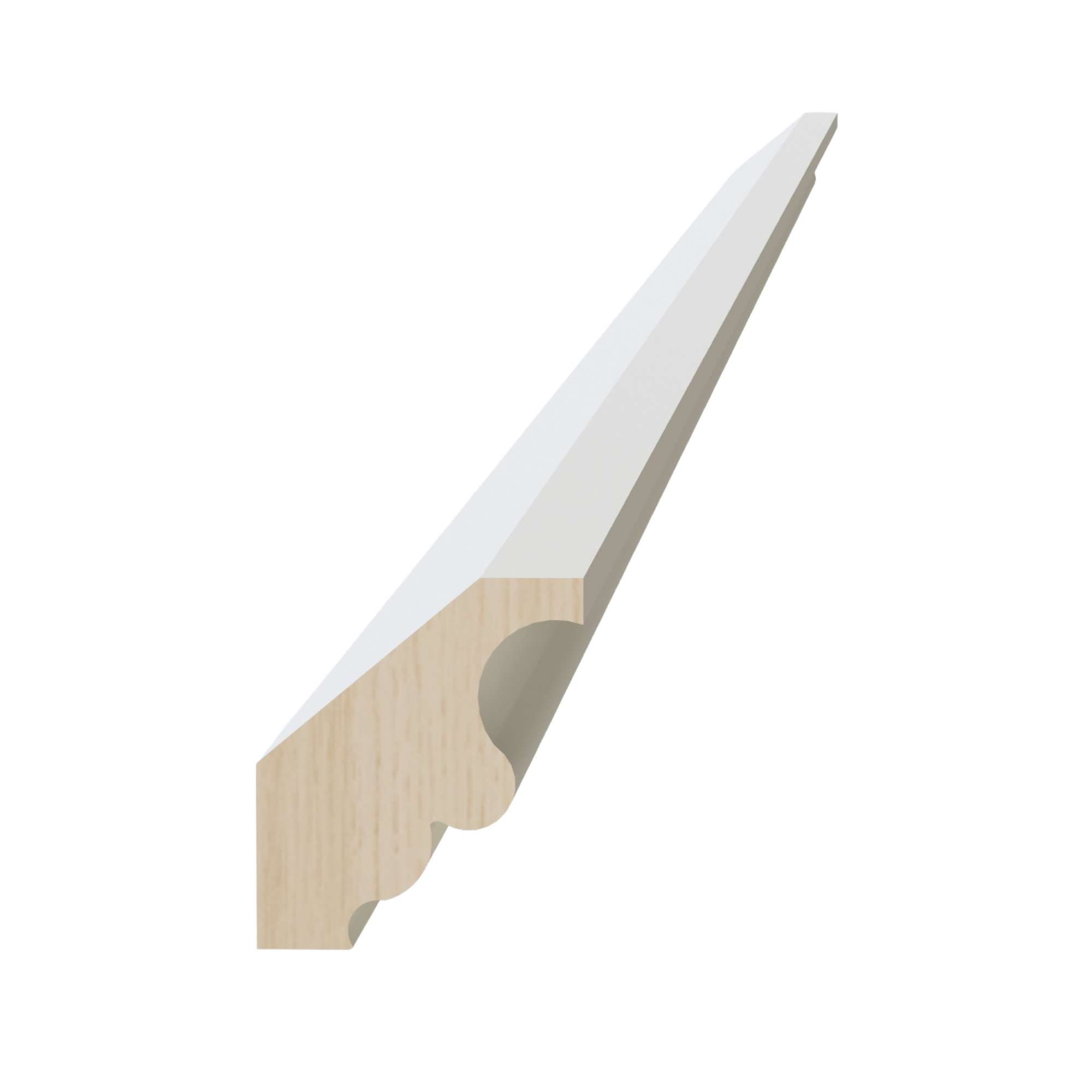 TW-CM2: Creamy White Shaker 96"W x 2"H x 2-1/2"D Crown Molding